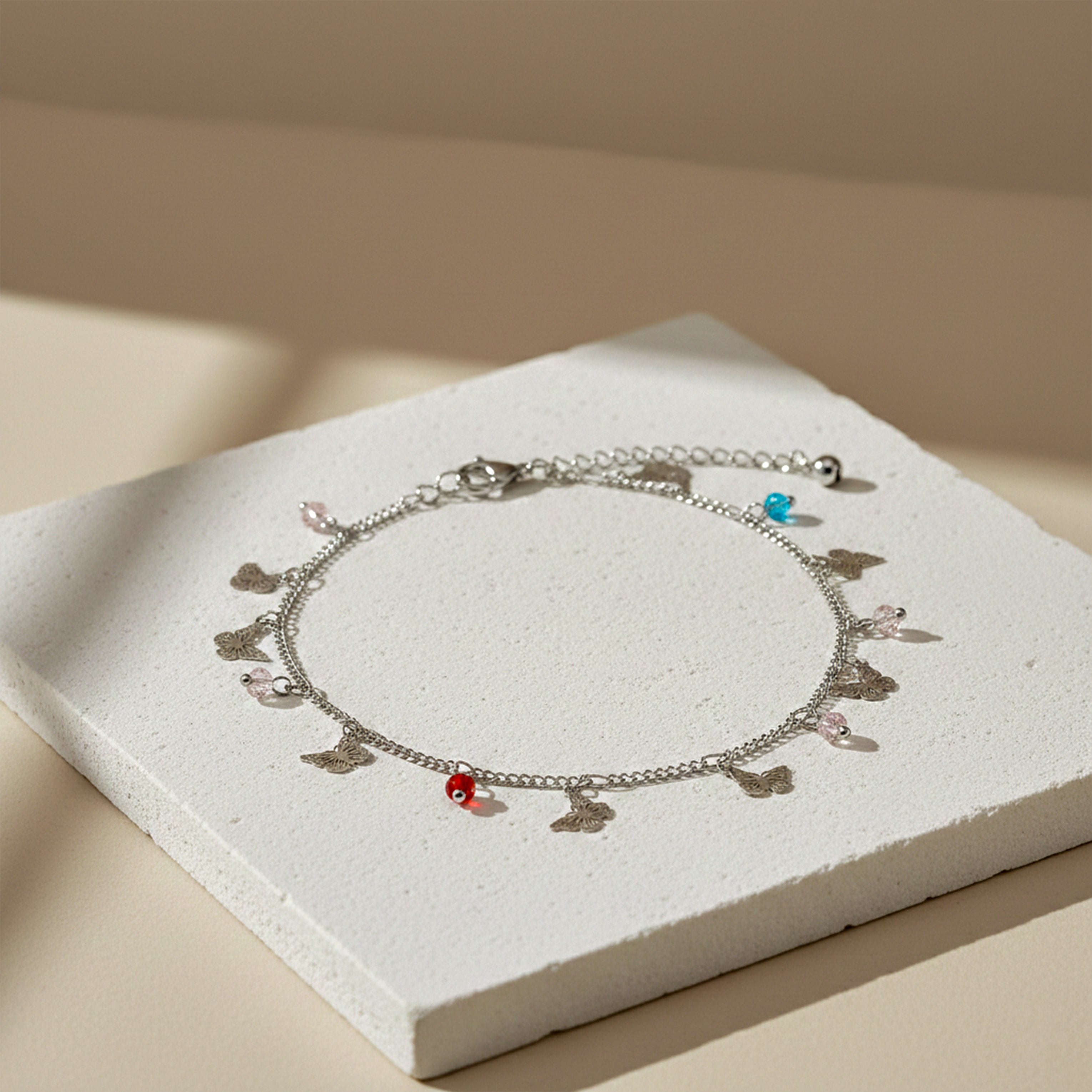 Silver Flutter Charm Anklet GWA -25