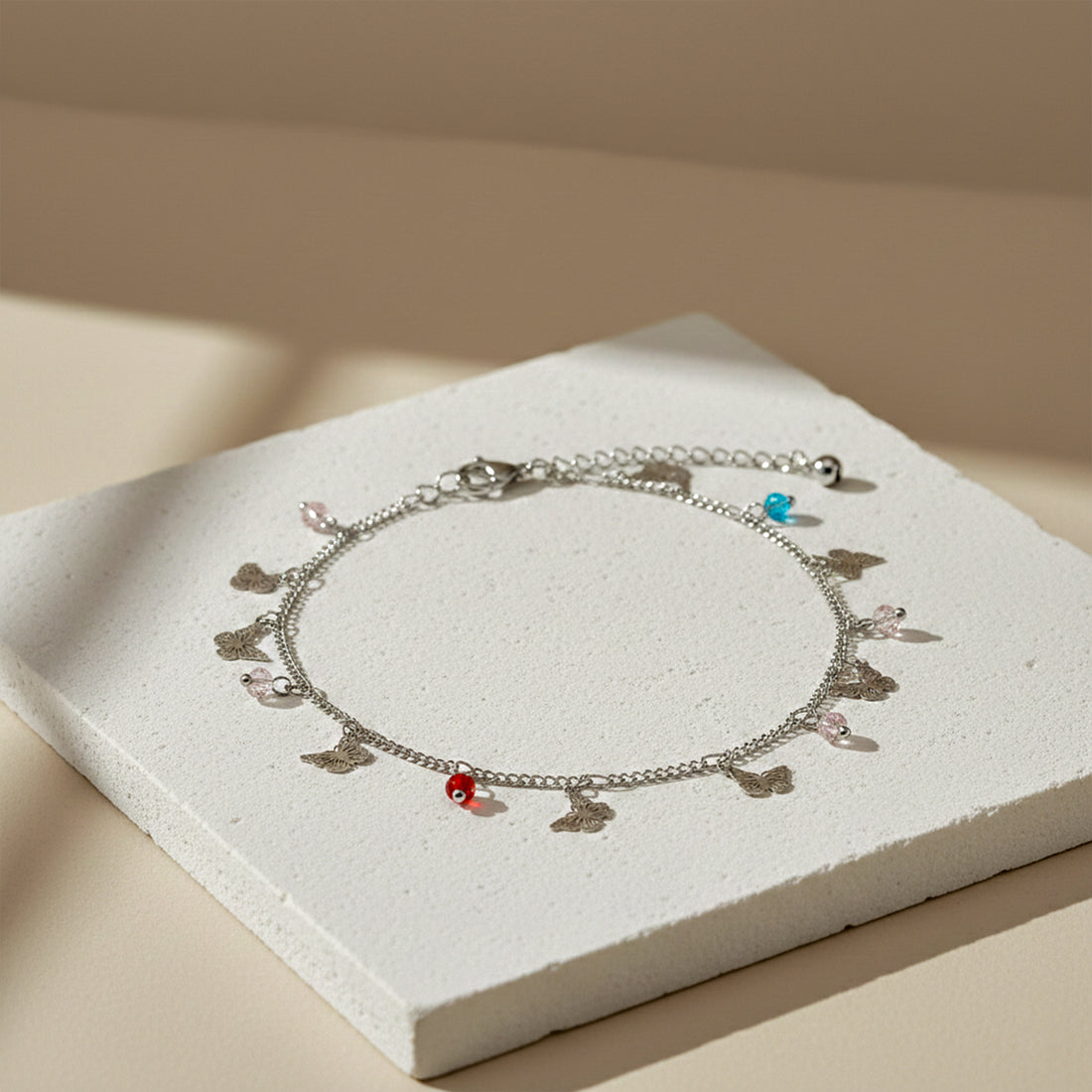 Silver Flutter Charm Anklet GWA -25