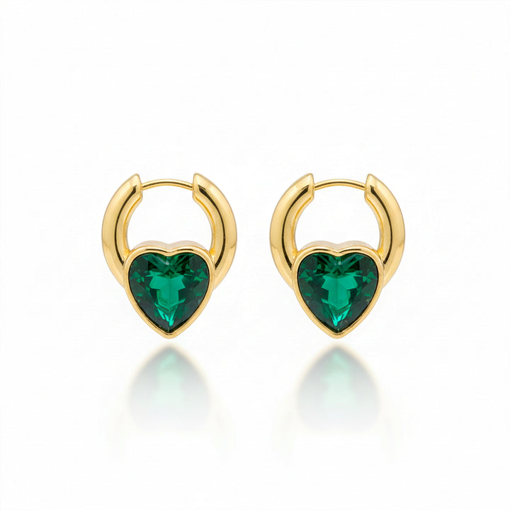 Emerald Glow Heart Hoops GWE -70