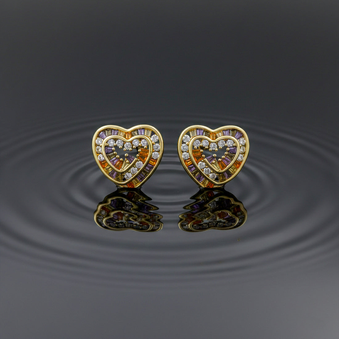 Multicolo Heart Stud Earrings GWE -123