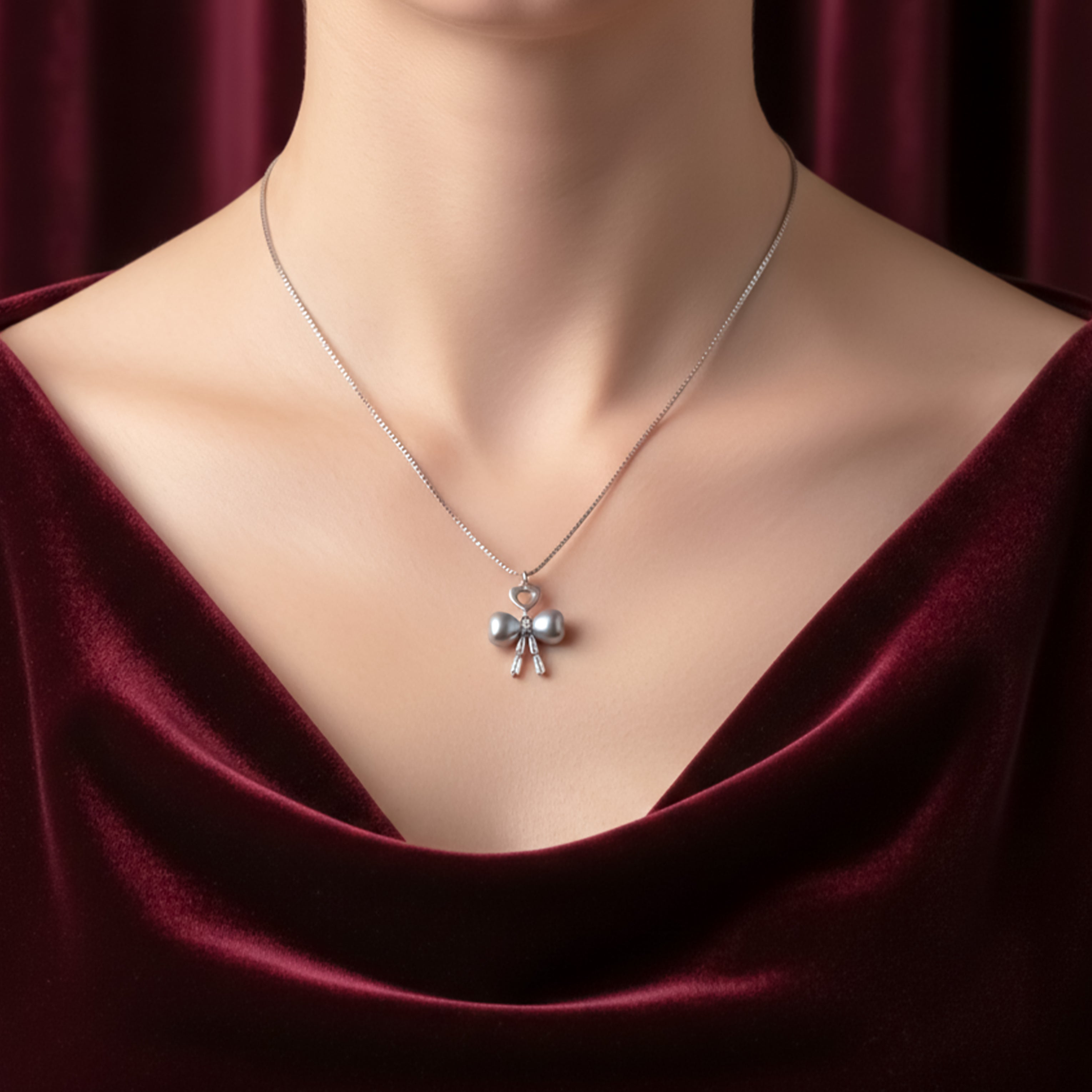 Elegant Bow Tie Pearl Pendant GWN -52