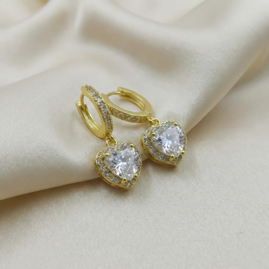 Celeste Heart Halo Drop Hoop Earrings GWE -76