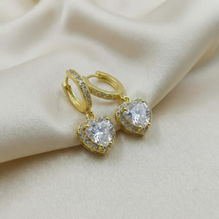 Celeste Heart Halo Drop Hoop Earrings GWE -76