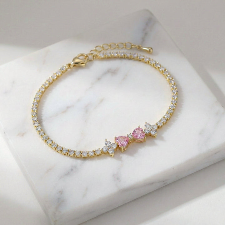 Golden Blush Bow Crystal Bracelet GWB -95