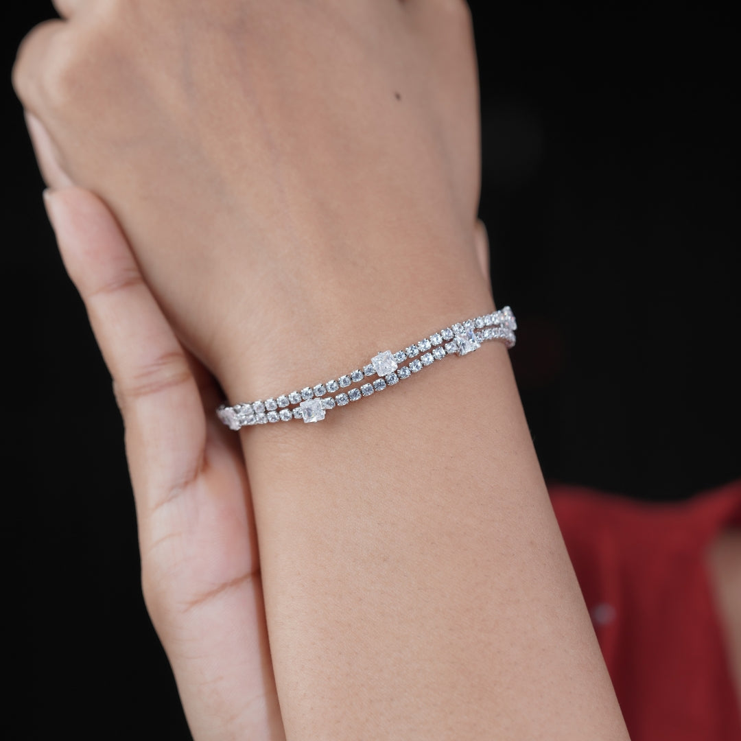 Adya Lux Silver Tennis Braclate