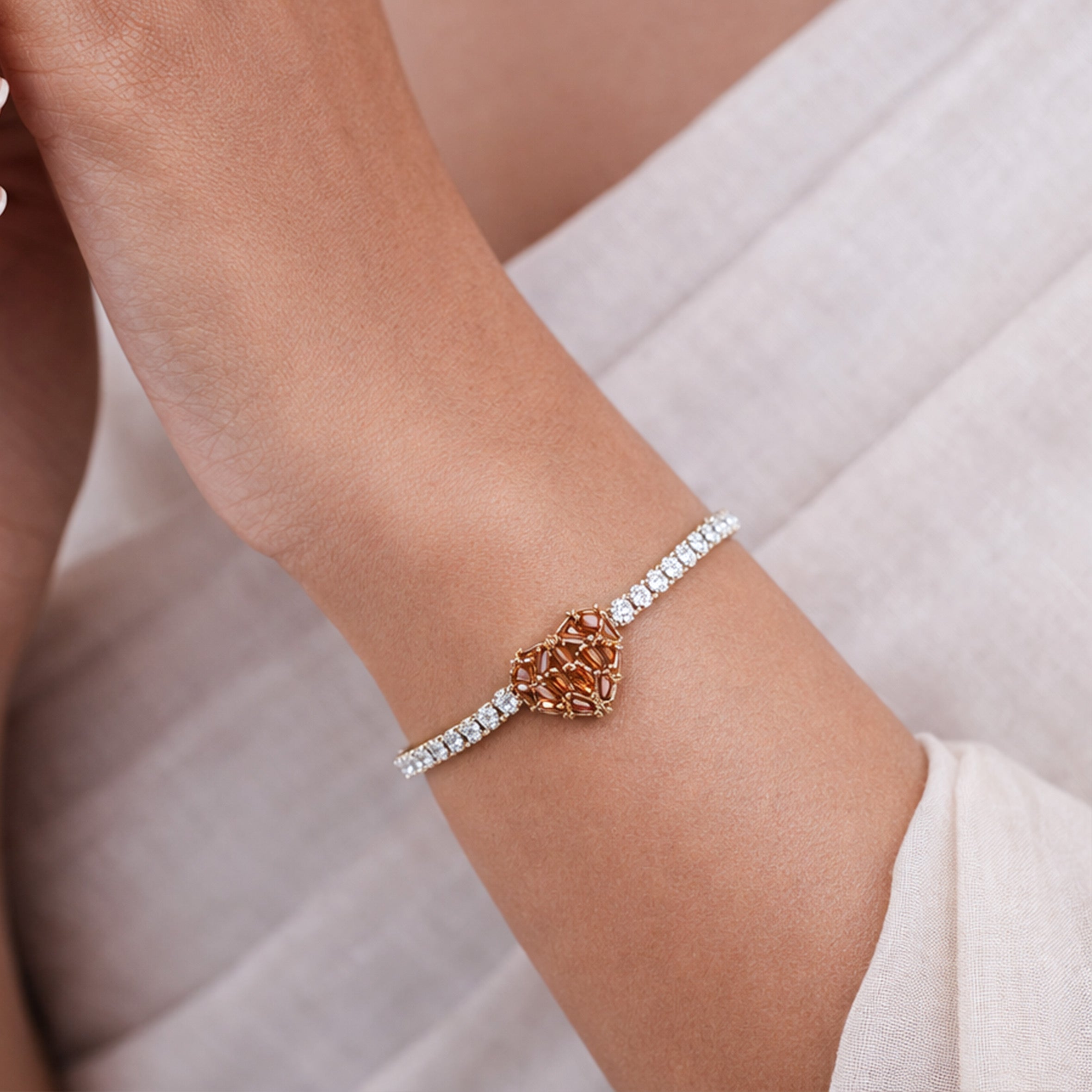 Radiance Heart Crystal Tennis Bracelet GWB -99