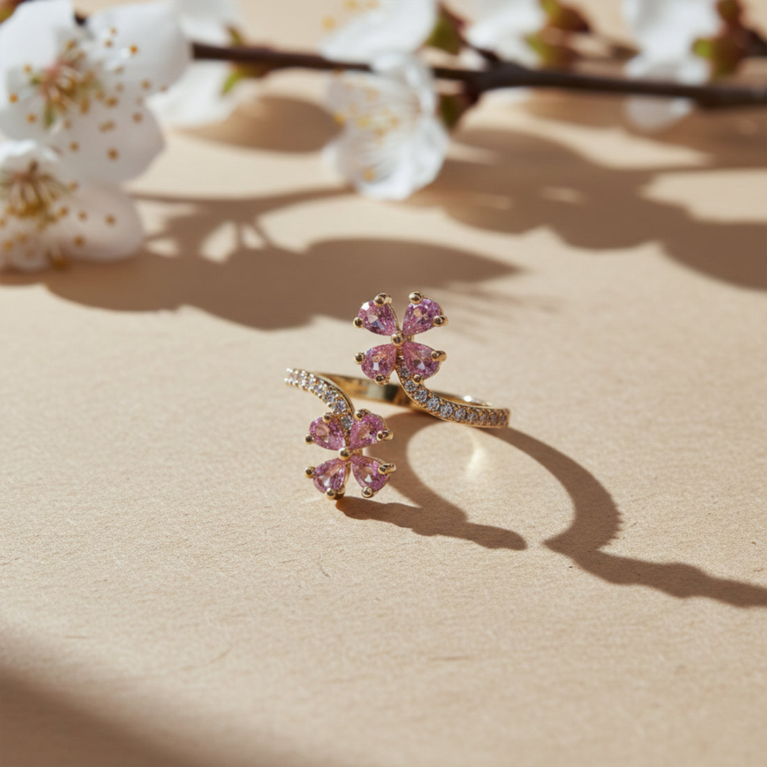 Pink Blossom Adjustable Open Ring GWR -65