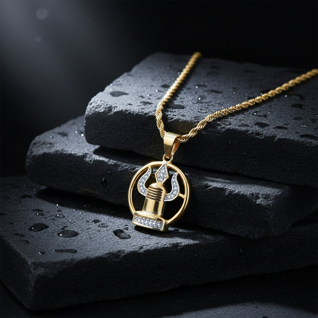 Trishul Tatva Gold Pendant Chain GMP -7