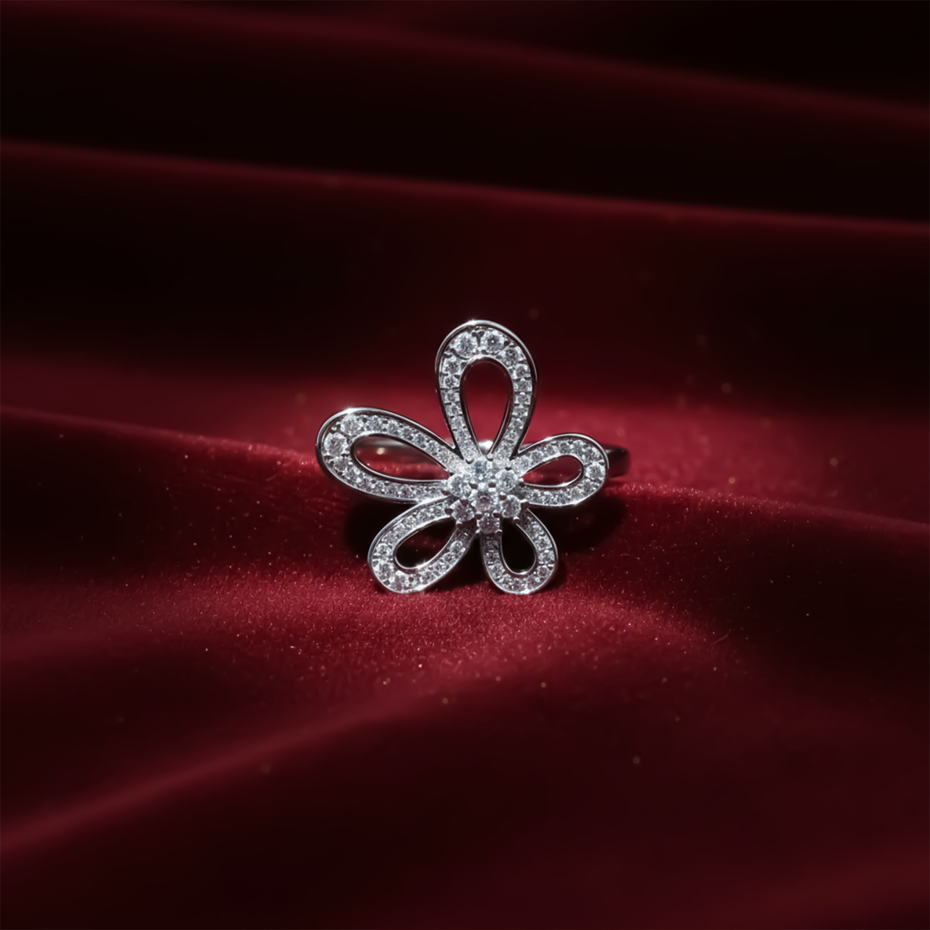 Blossom Sparkle Silver Ring GWR -27