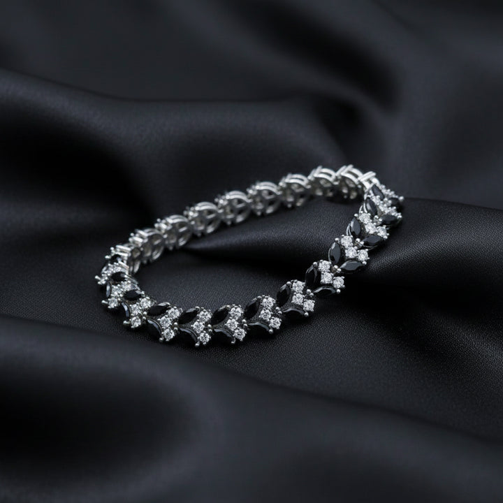 Black Marquise & White Stone Tennis Bracelet GWB -144