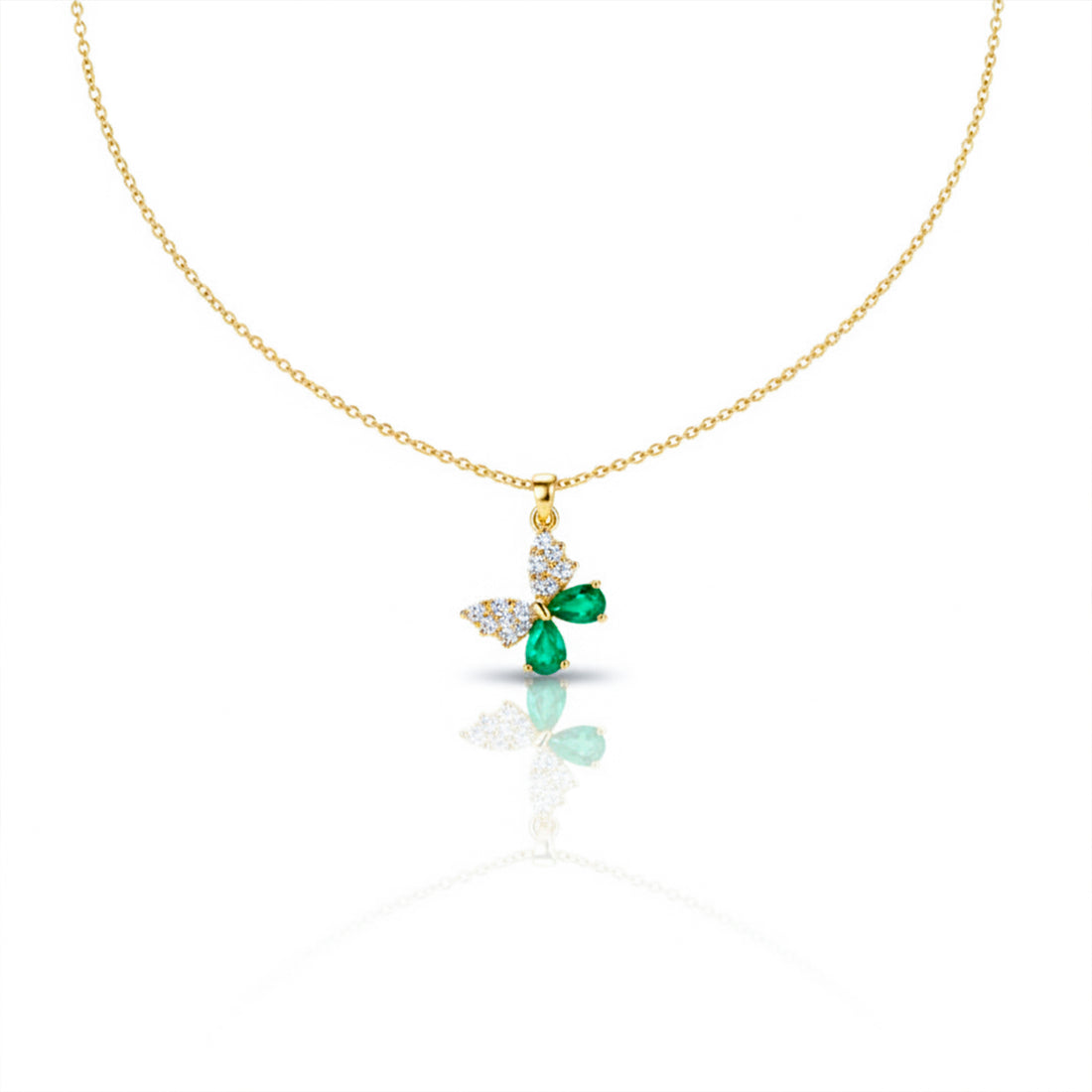 Emerald Butterfly Pendant Necklace GWN -112