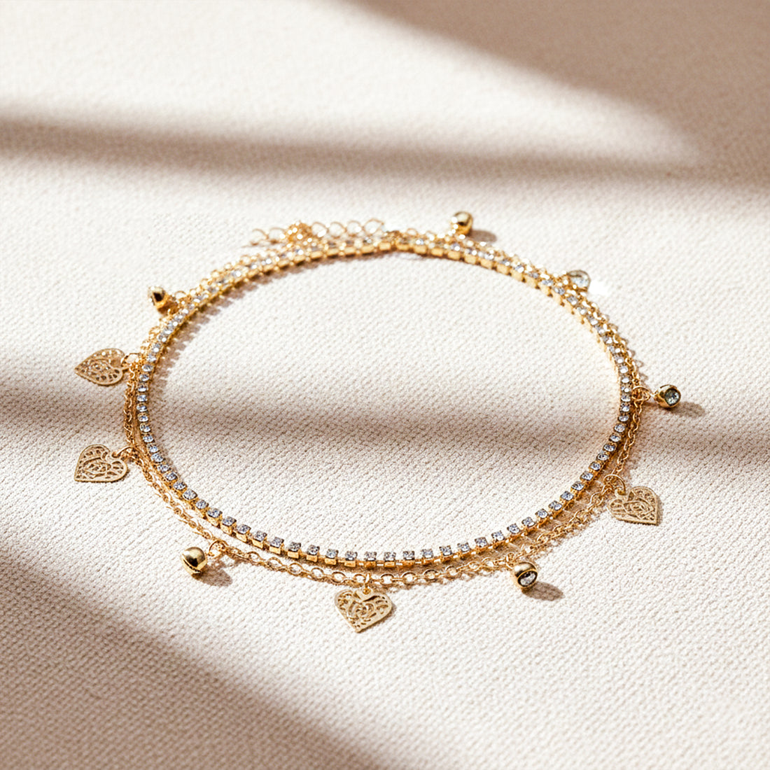Golden Heart Sparkle Anklet GWA -38