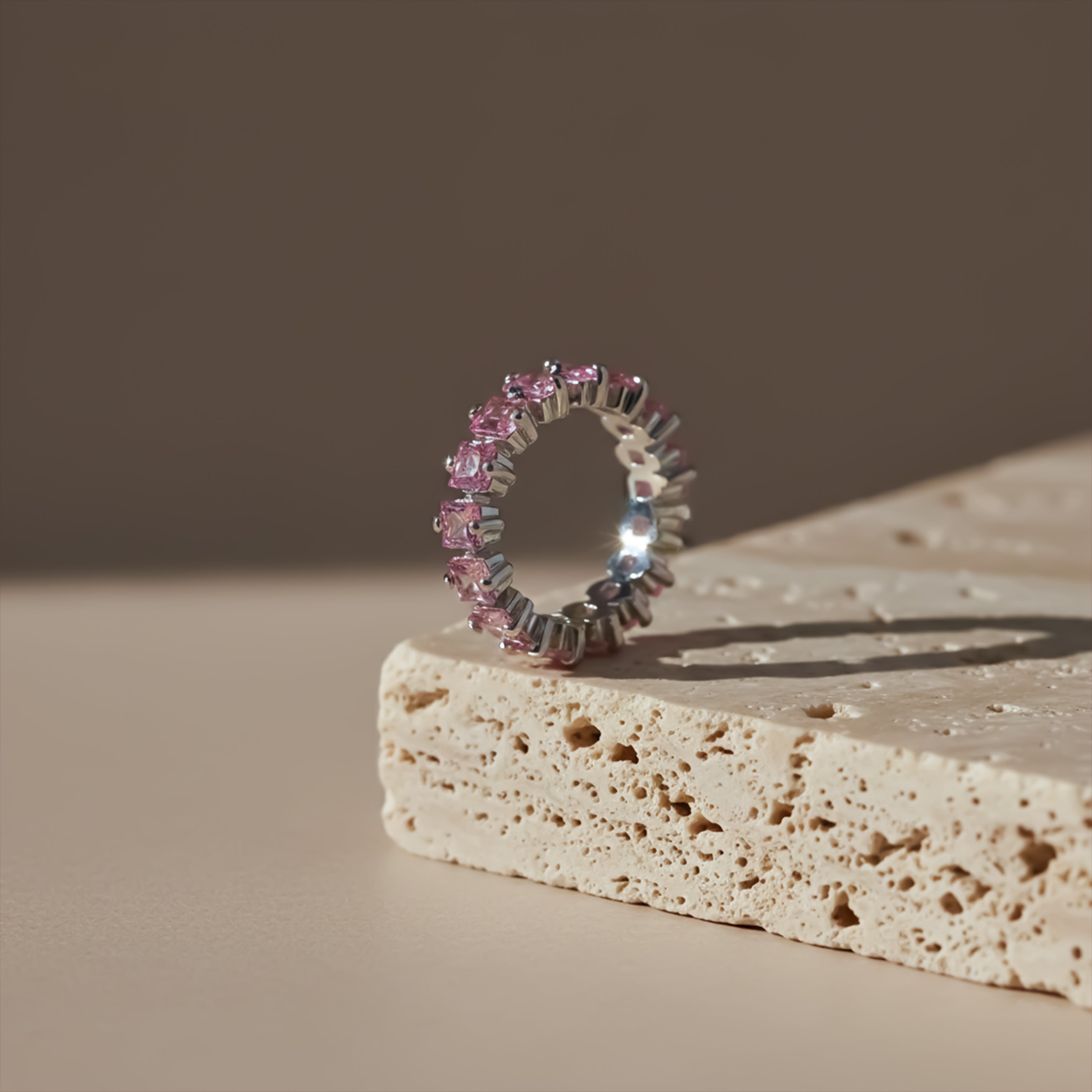 Rosé Princess Crystal Eternity Ring GWR -28