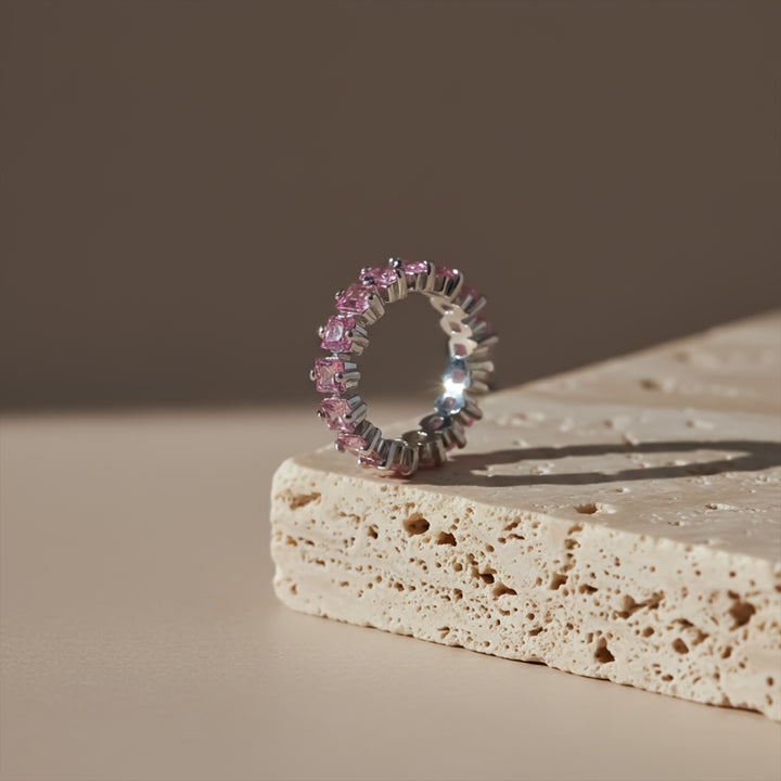 Rosé Princess Crystal Eternity Ring GWR -28