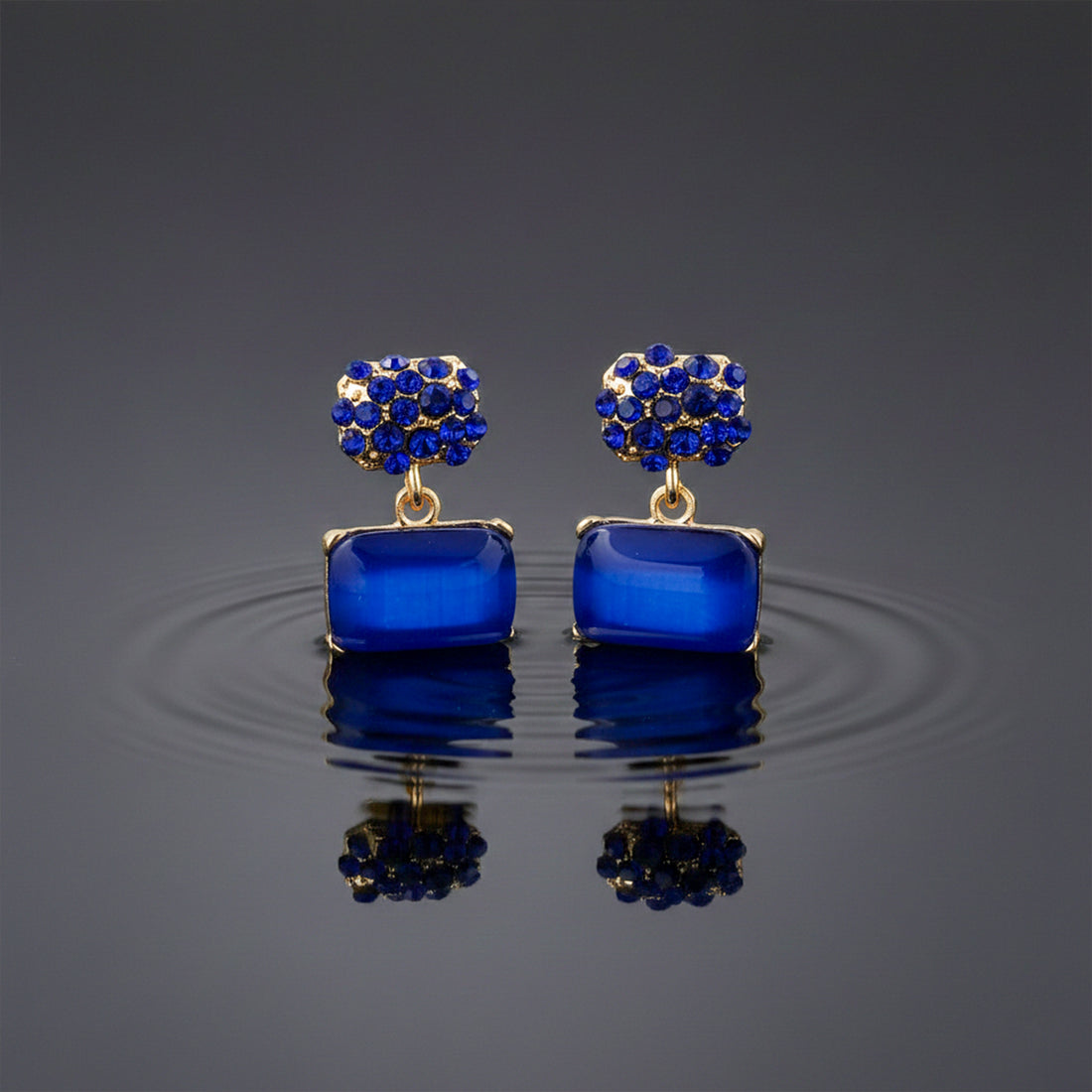 Royal Blue Crystal Earrings GWE-224