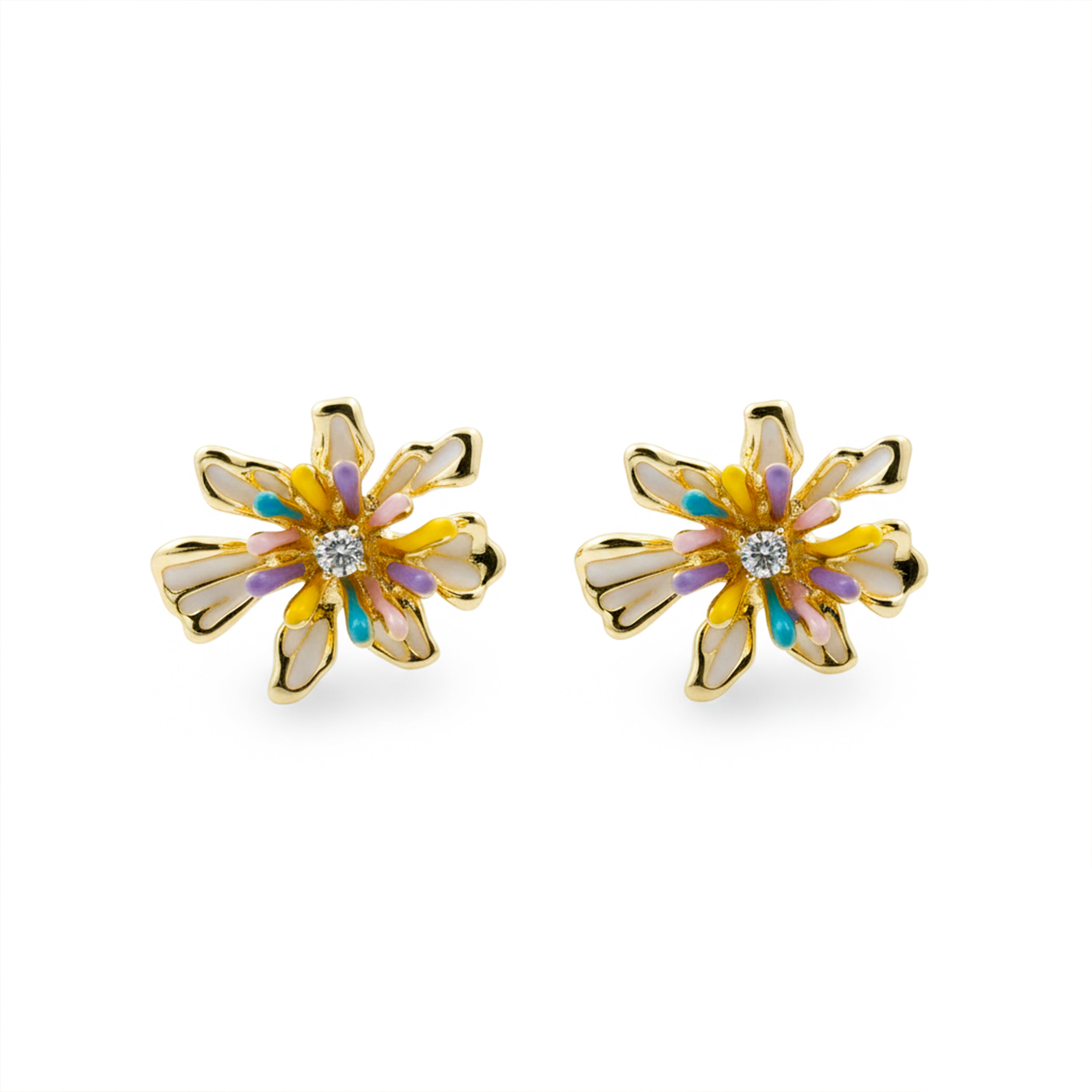 Multicolor Floral Stud Earrings GWE -154