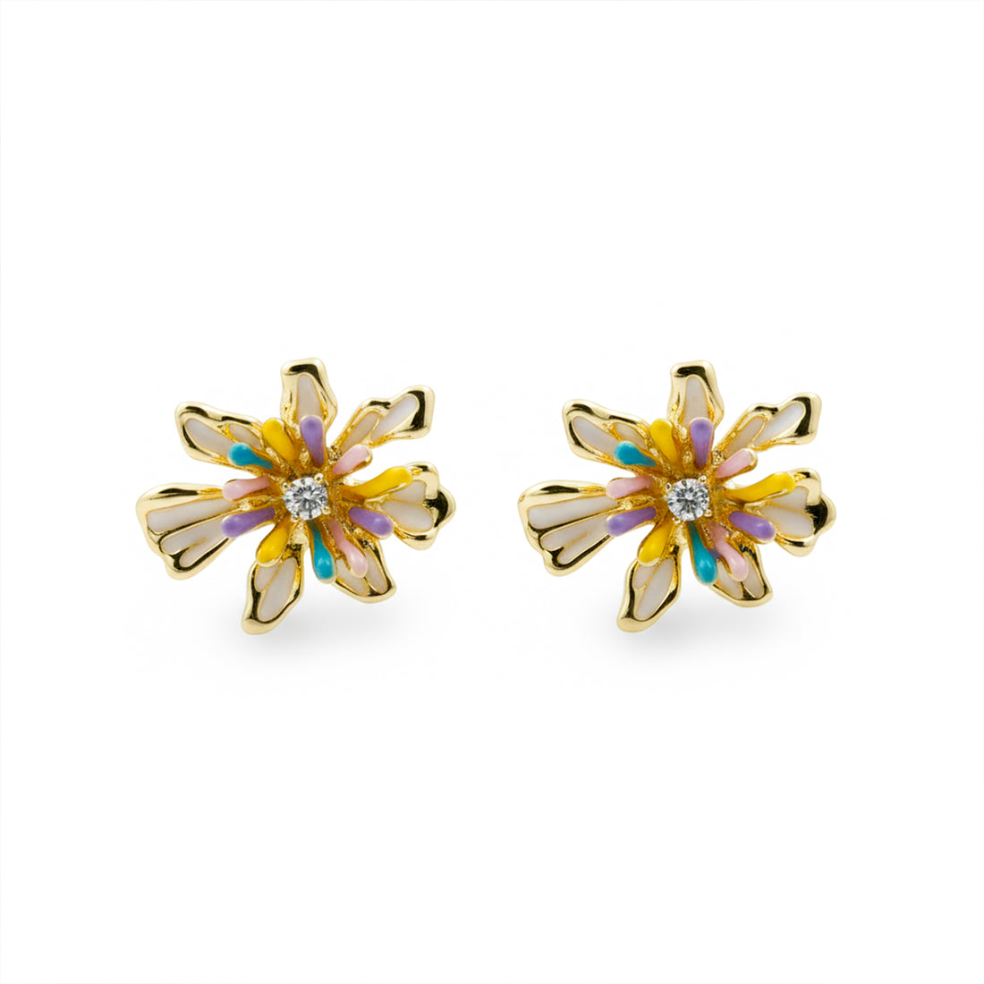 Multicolor Floral Stud Earrings GWE -154