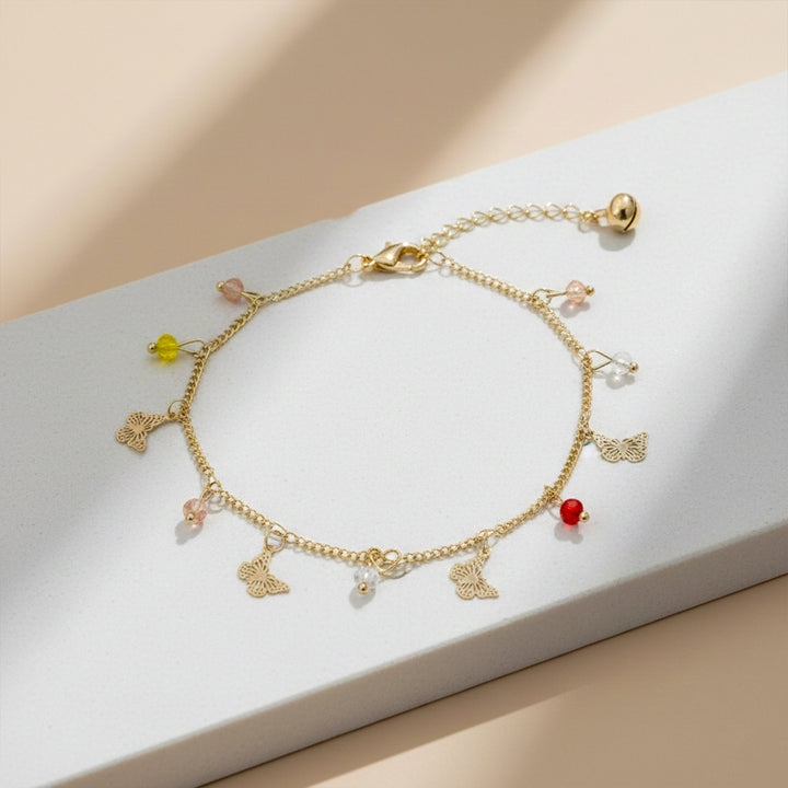 Golden Butterfly Bead Anklet GWA -40