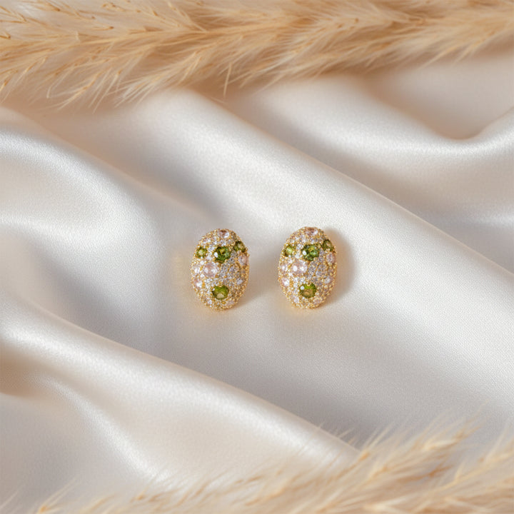Emerald Glow Oval Stud Earrings GWE -124