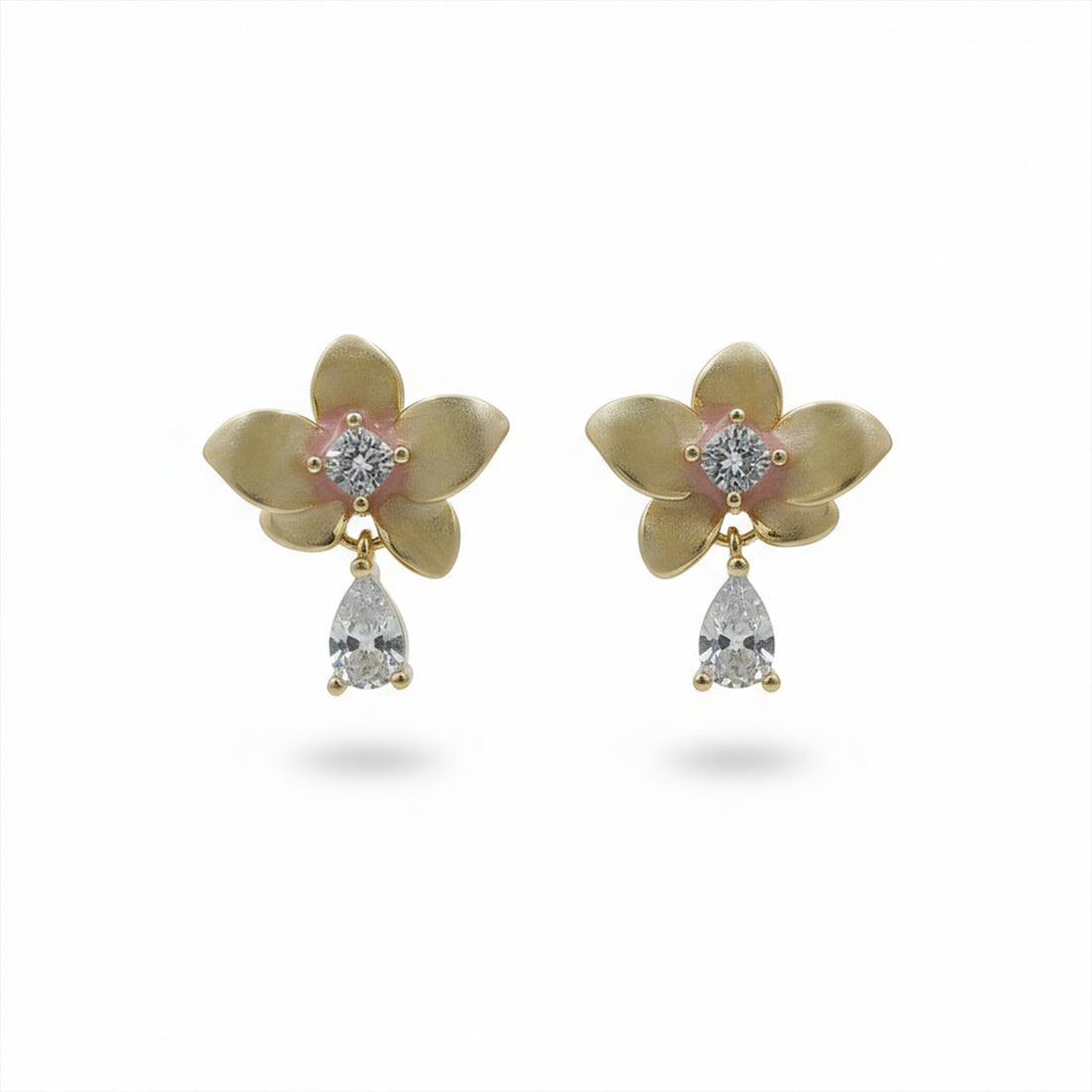 Gold Floral Stud Earrings GWE -147