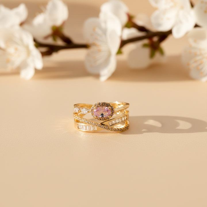 Rosé Luxe Crisscross Ring GWR -46