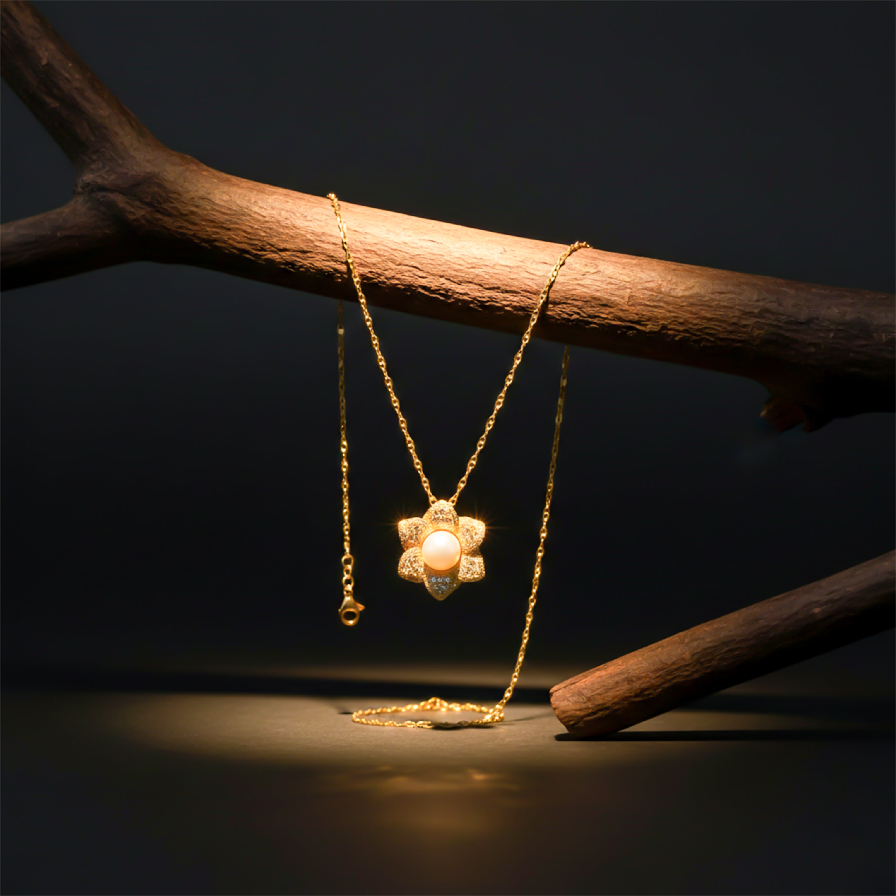 Crystal Flower Pearl Pendant GWN -40