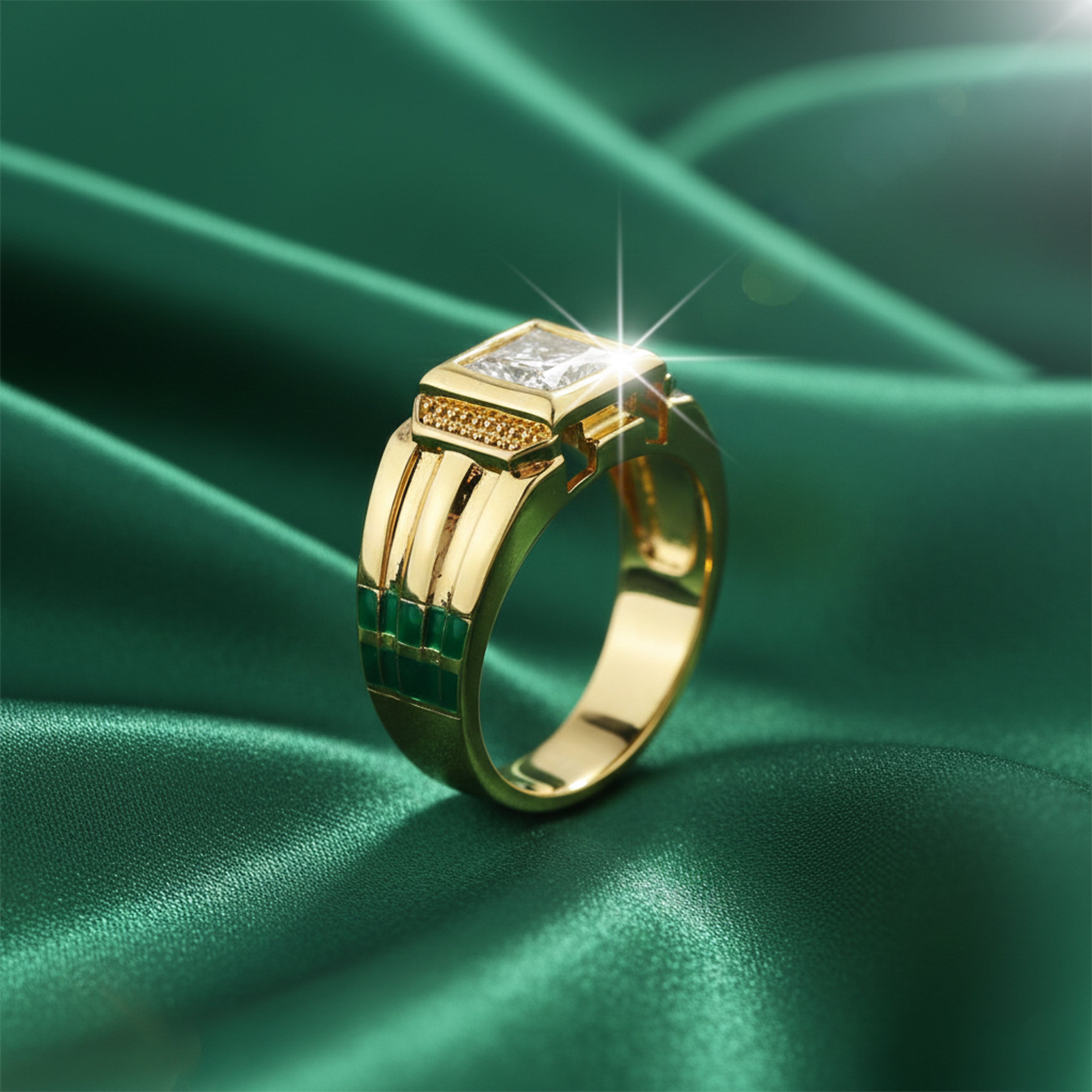 Royal Square Crown Gold Ring GMR -23