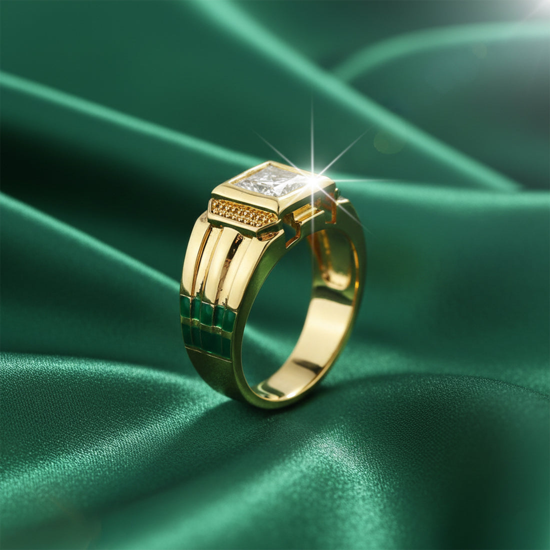 Royal Square Crown Gold Ring GMR -23