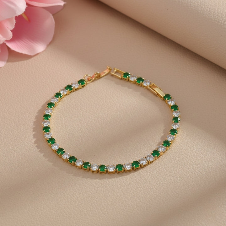 Green White Big Dimonds Tennis Bracelet GWB-59