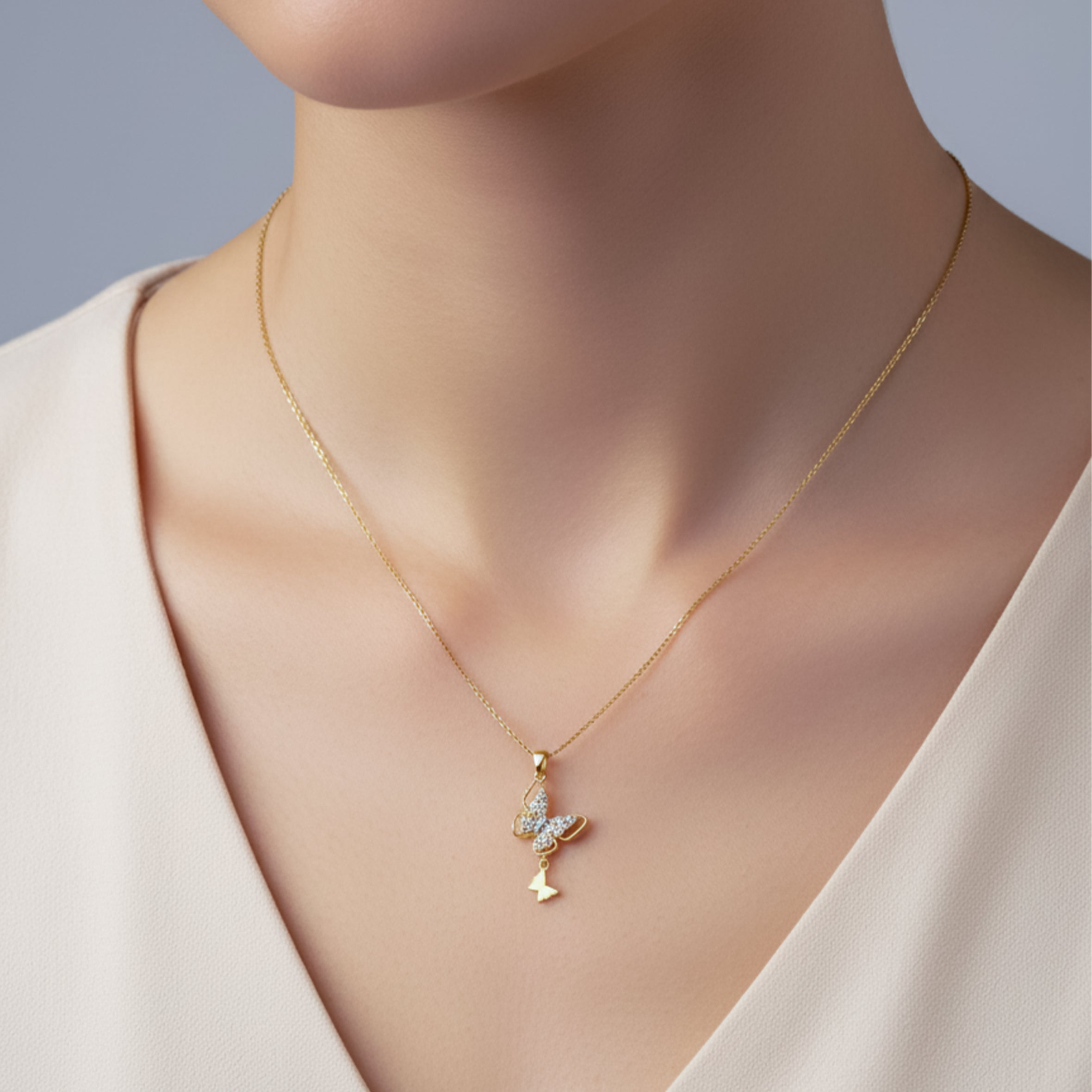 Flutter Butterfly Drop Necklace GWN -142