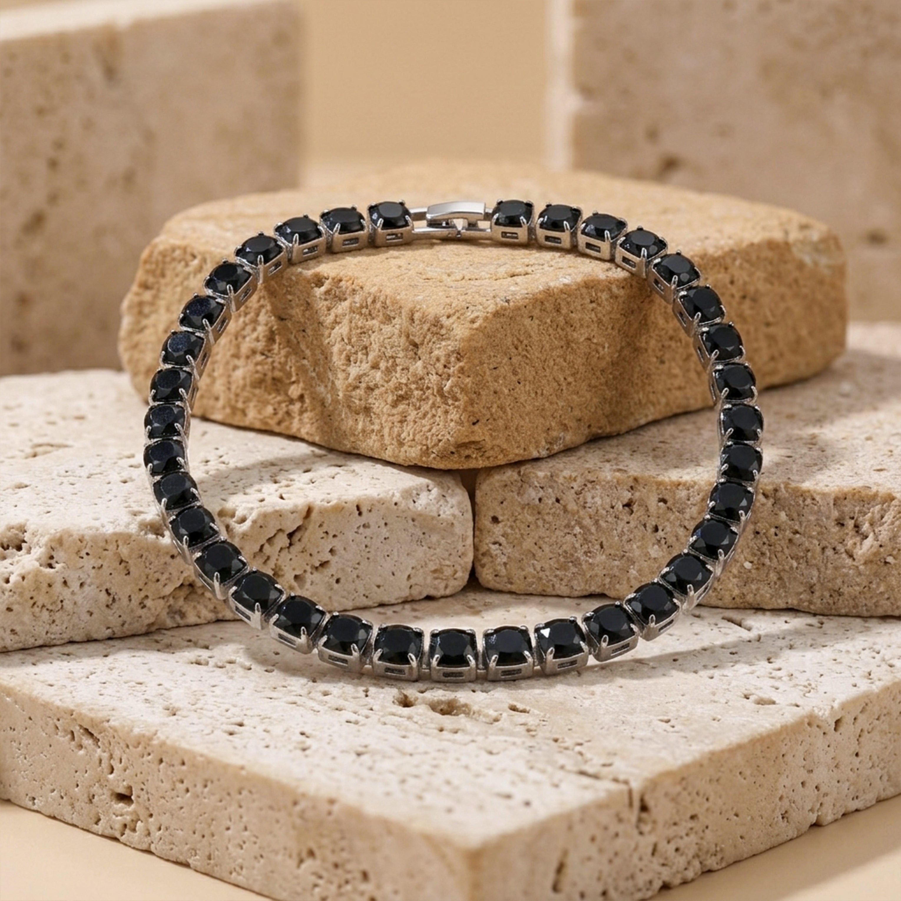 Noir Silver Tennis Bracelet GWB -83
