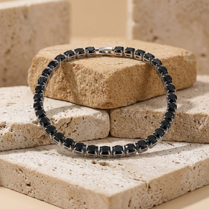Noir Silver Tennis Bracelet GWB -83