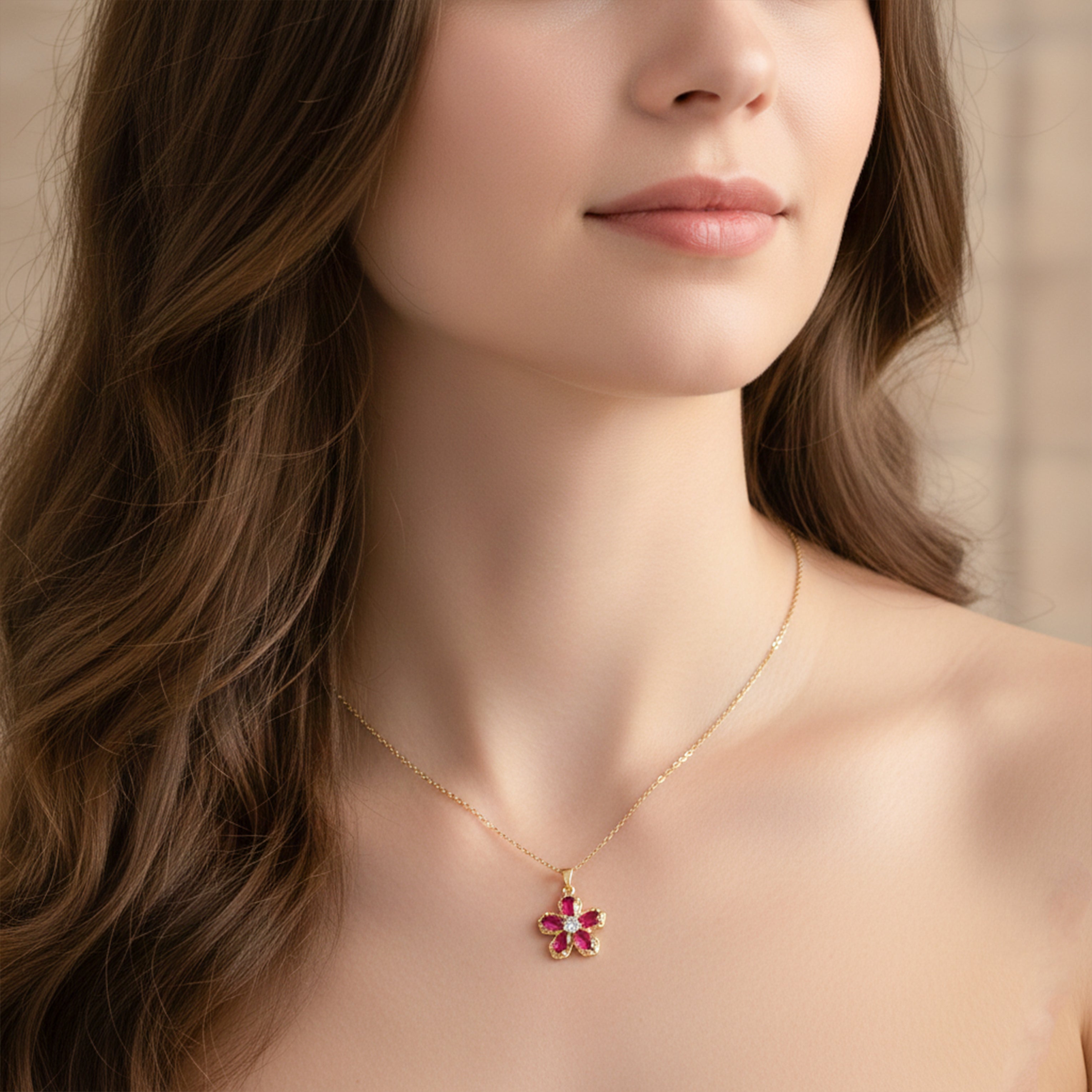 Diamond Center Pendant Necklace GWN -98