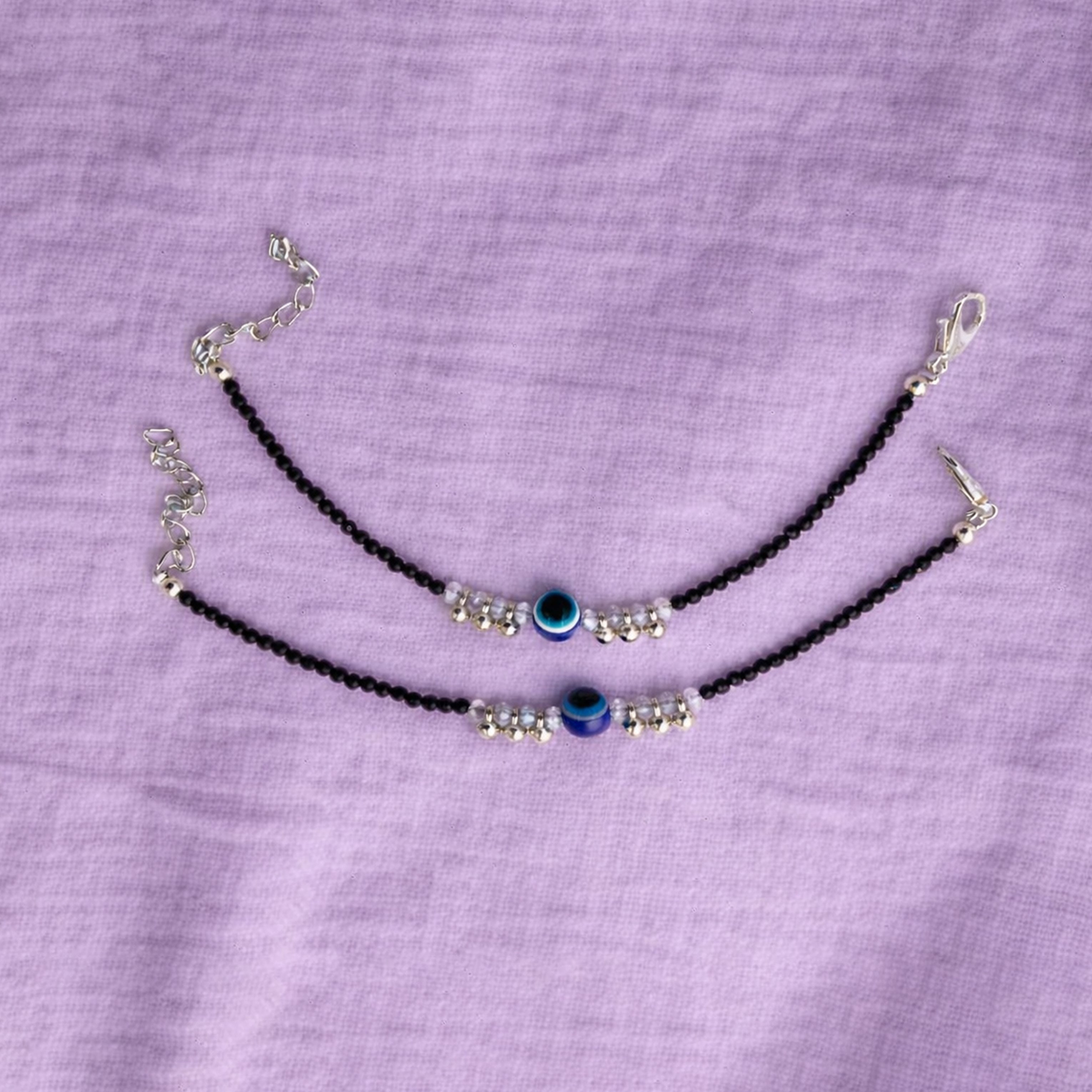 Black Beaded Nazar Protection Bracelet GBB -6