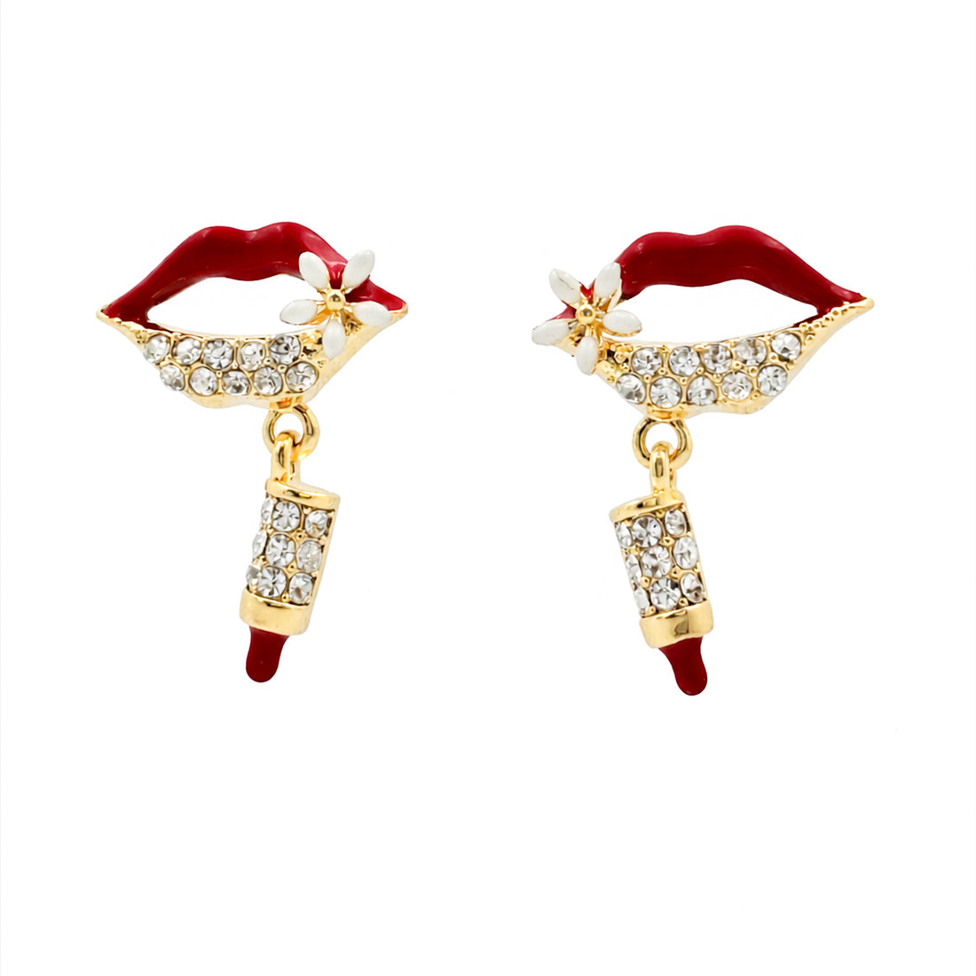 Ruby Kiss Lipstick Charm Drop Earrings GWE -98