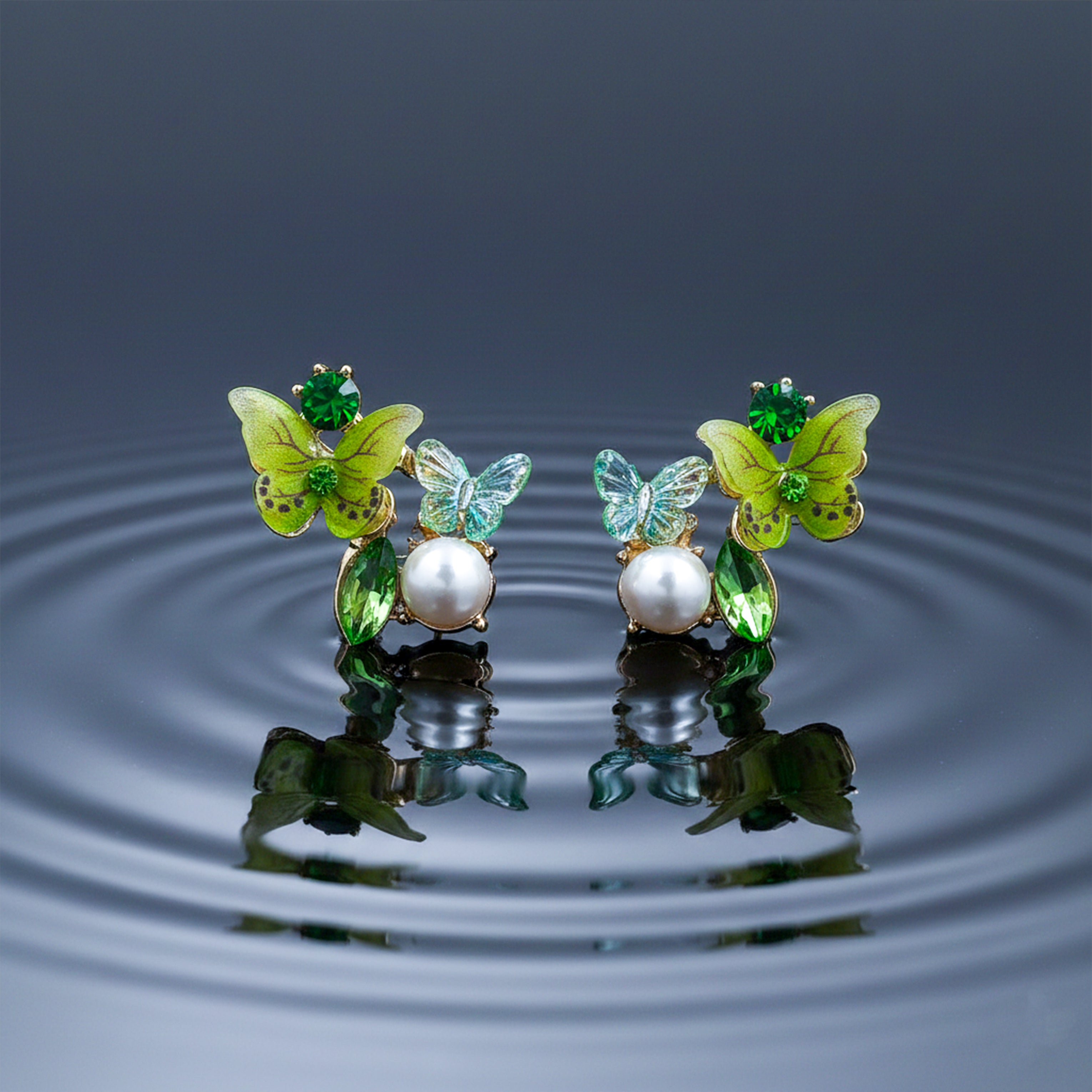Green Butterfly Earrings -112