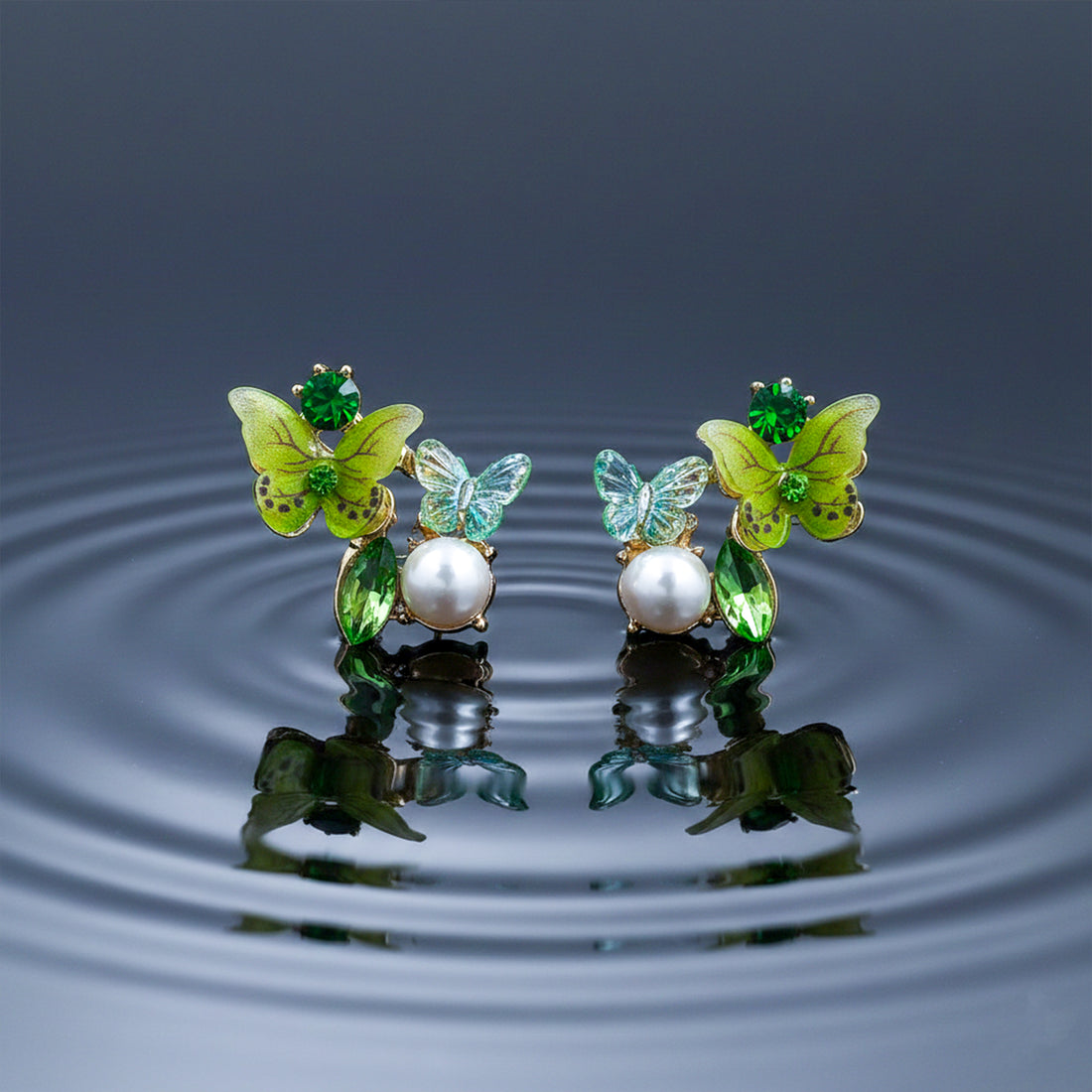 Green Butterfly Earrings -112