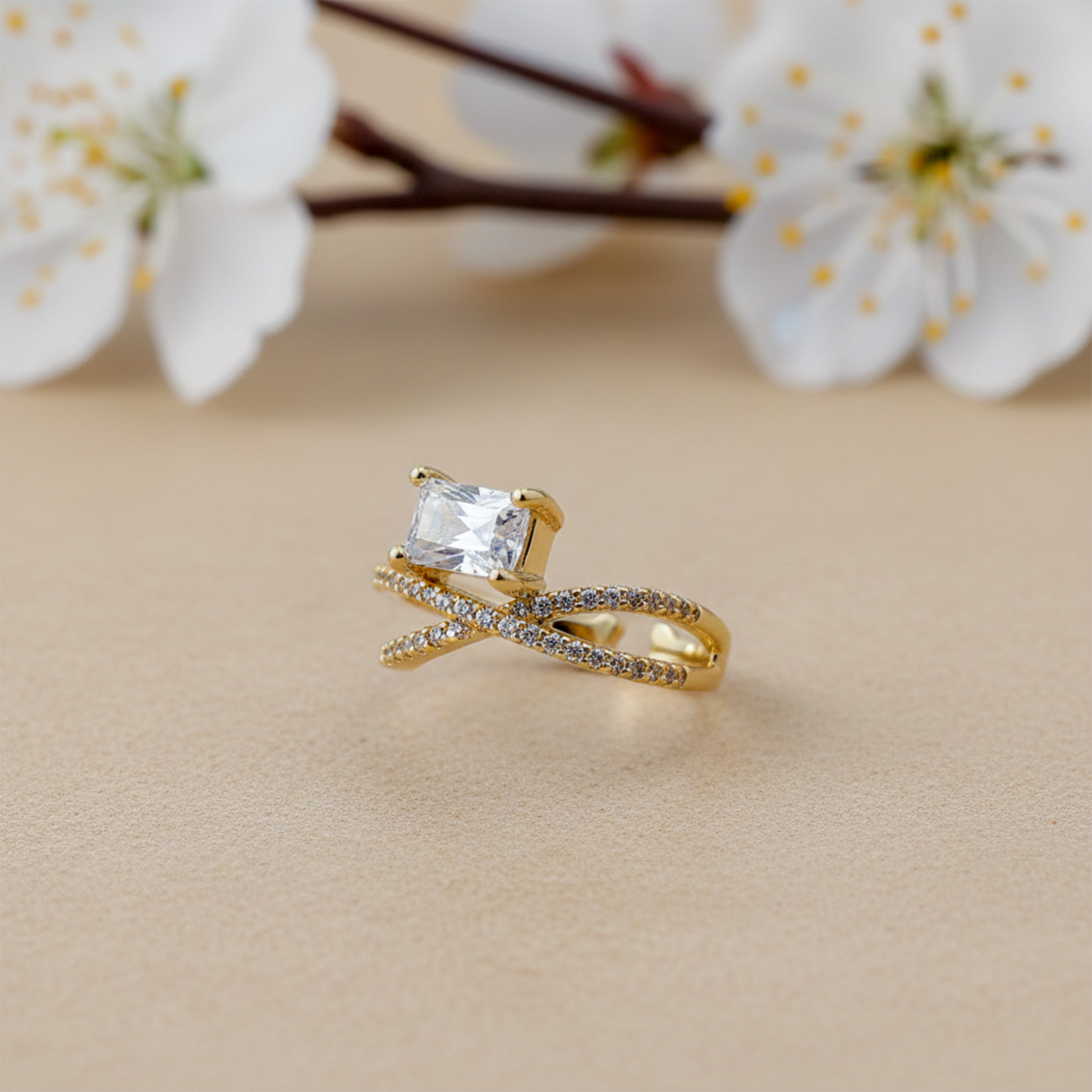 Aurora Emerald-Cut Wrap Gold Ring GWR -29