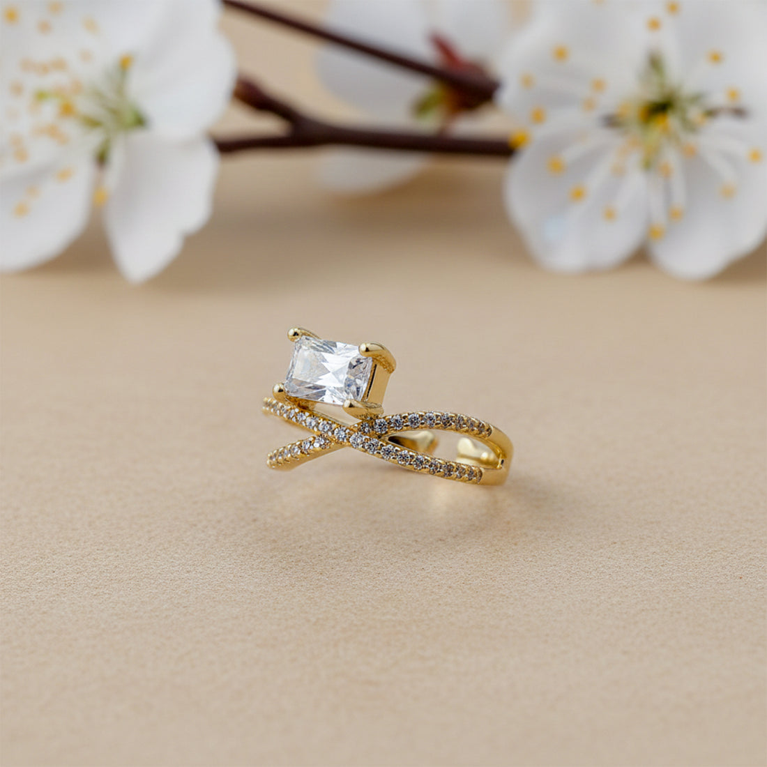 Aurora Emerald-Cut Wrap Gold Ring GWR -29