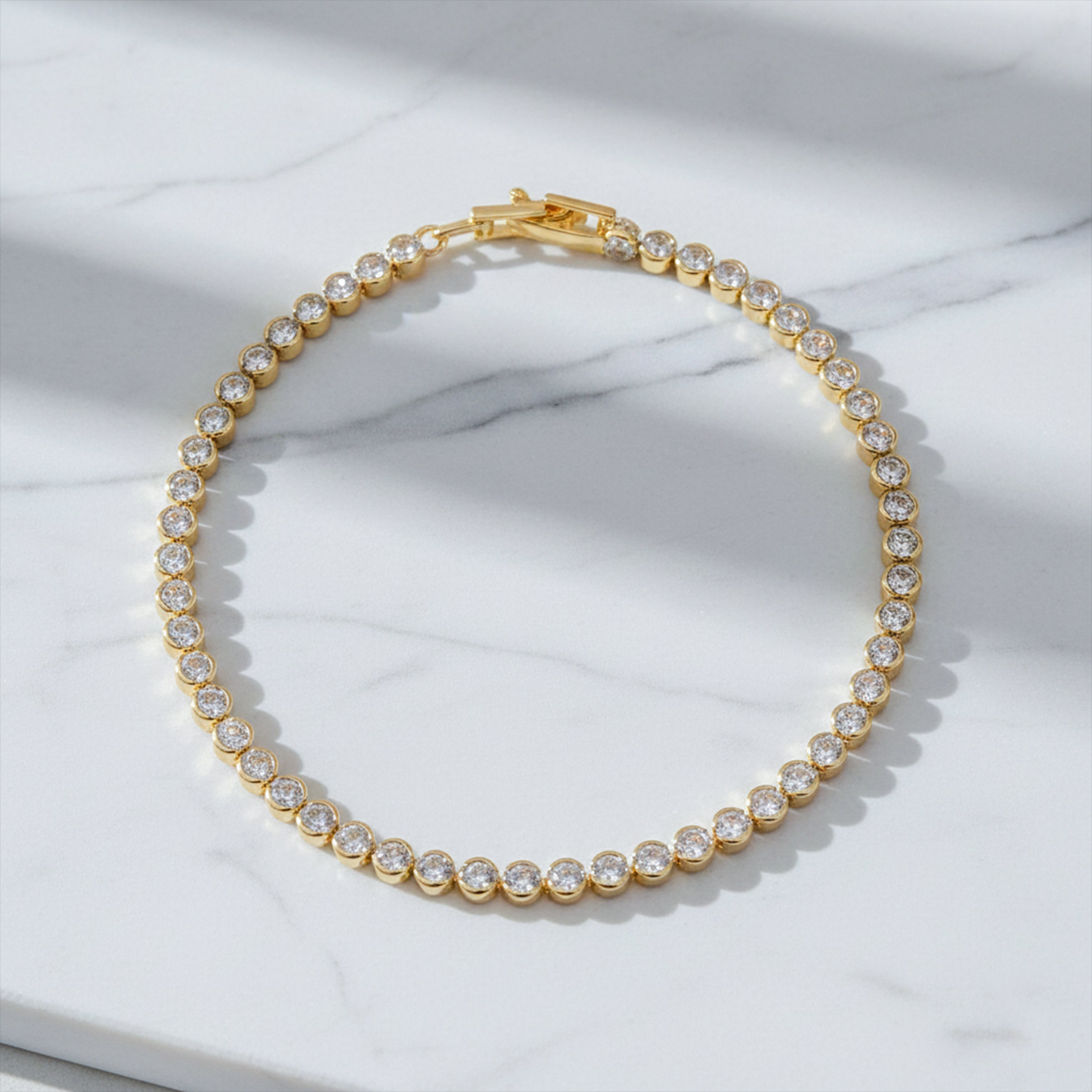 Classic Gold Bezel Tennis Bracelet GWB -38
