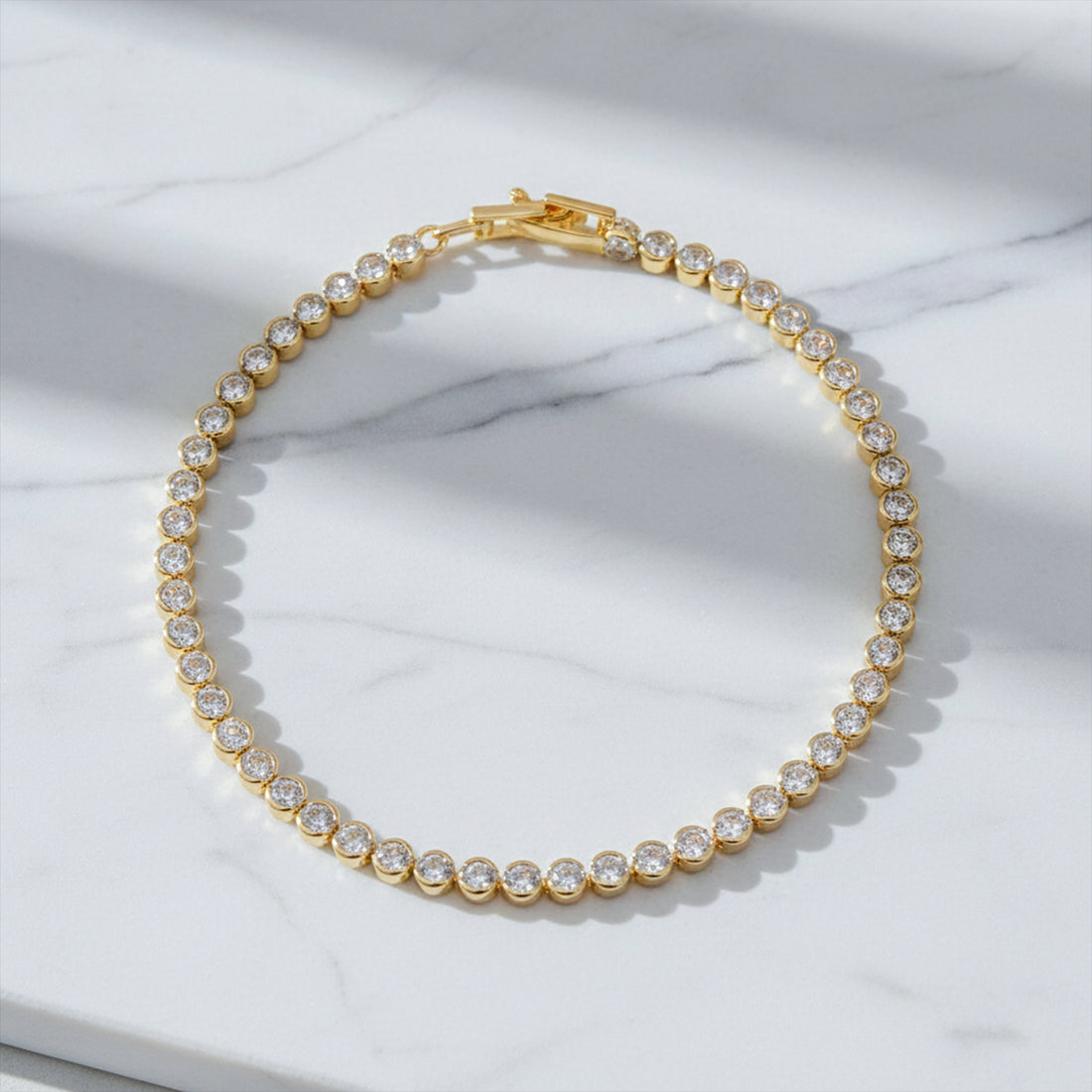 Classic Gold Bezel Tennis Bracelet GWB -38
