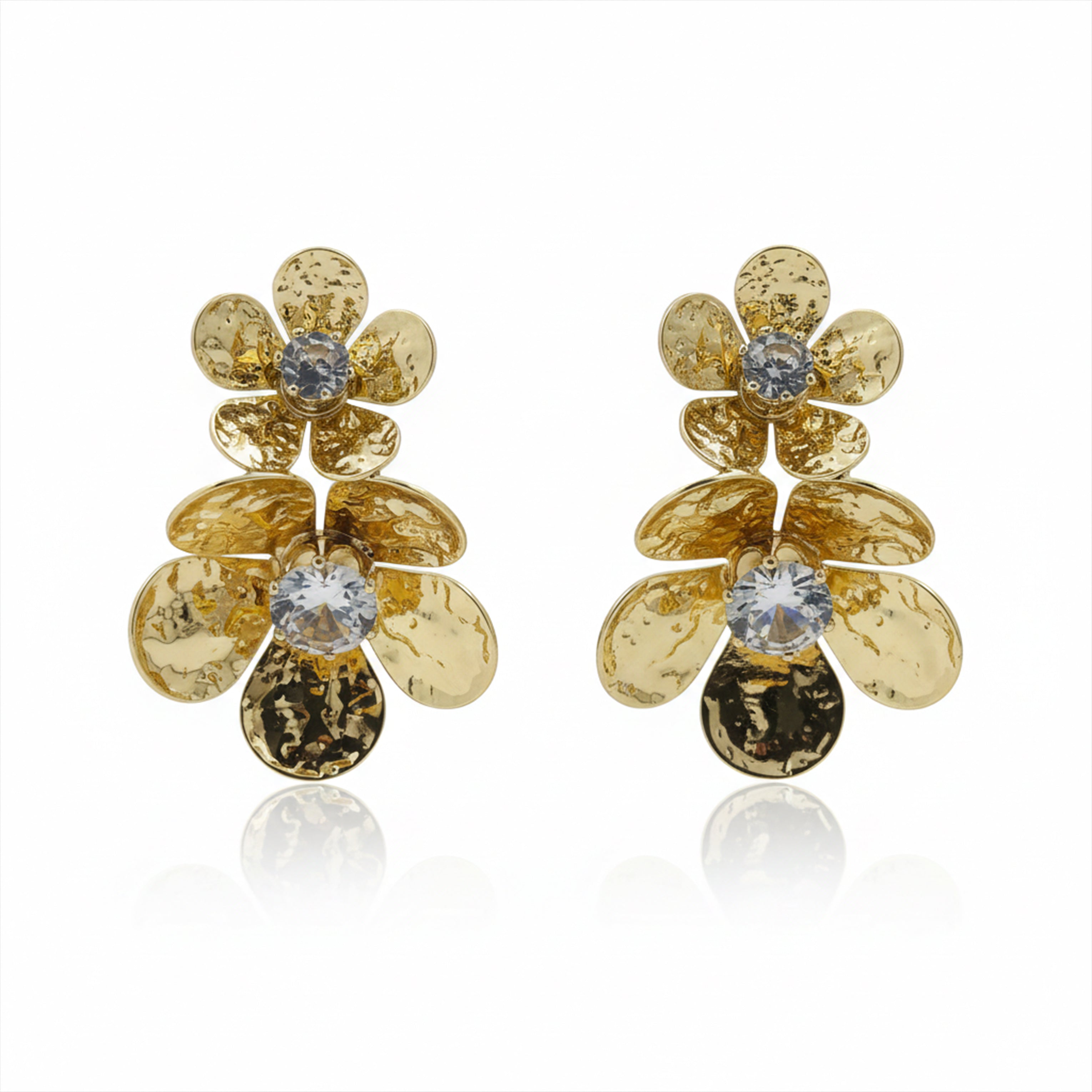 Golden Bloom Floral Drop Earrings GWR -146