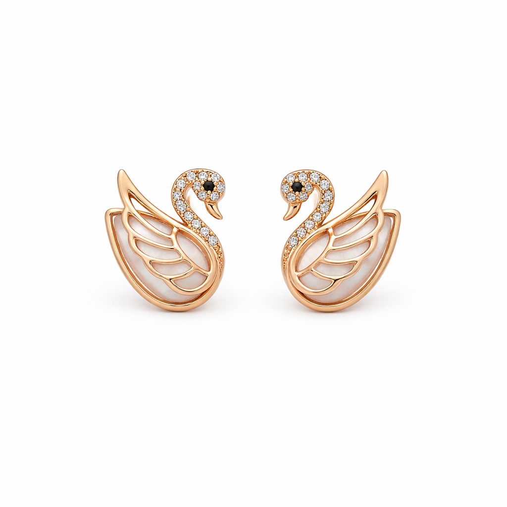 Aurora Swan Crystal Stud Earrings GWE -91