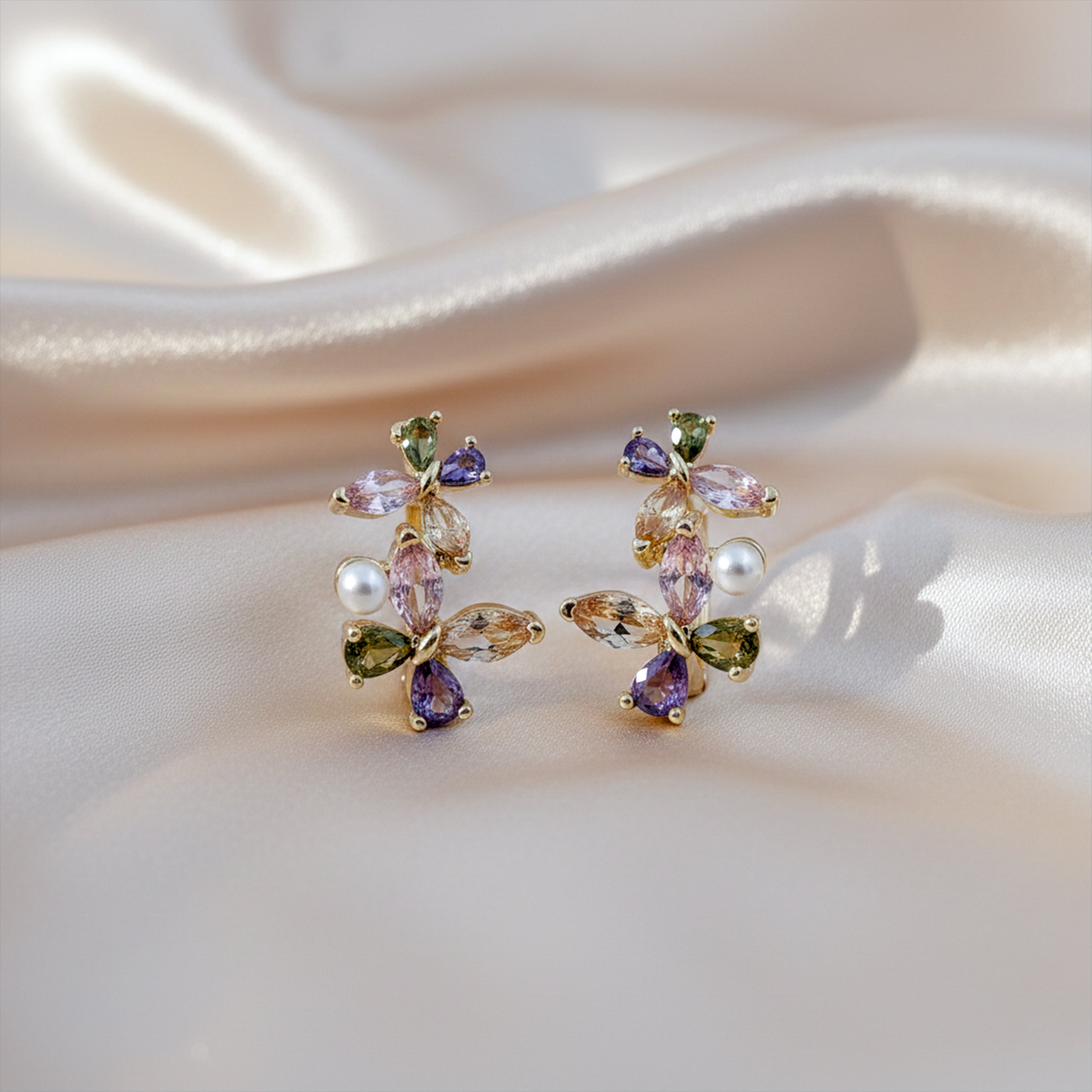 Pastel Bloom Pearl Earrings GWE -155