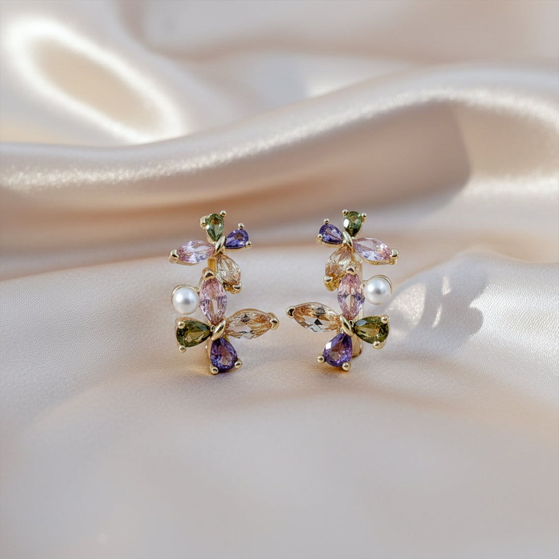 Pastel Bloom Pearl Earrings GWE -155