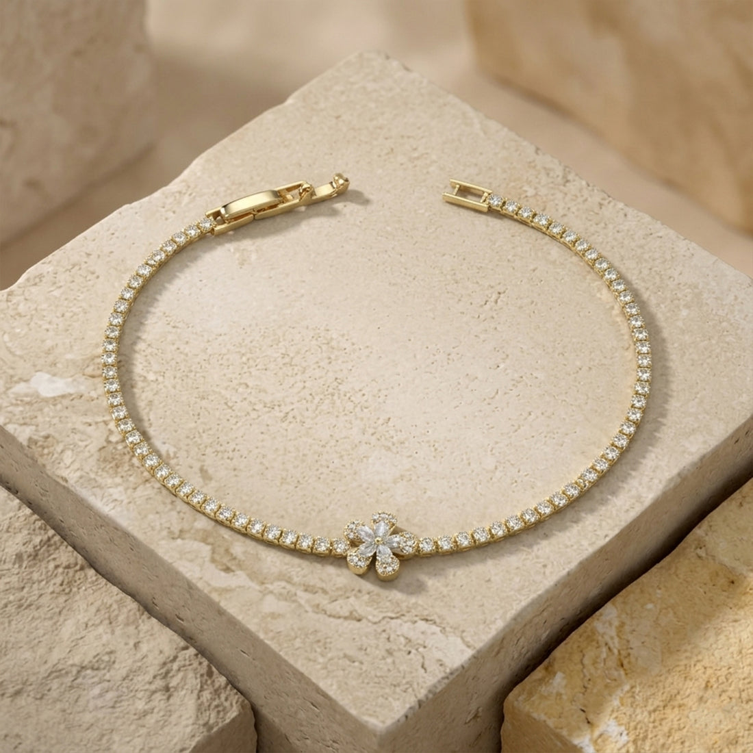 Golden Blossom Tennis Bracelet GWB -87