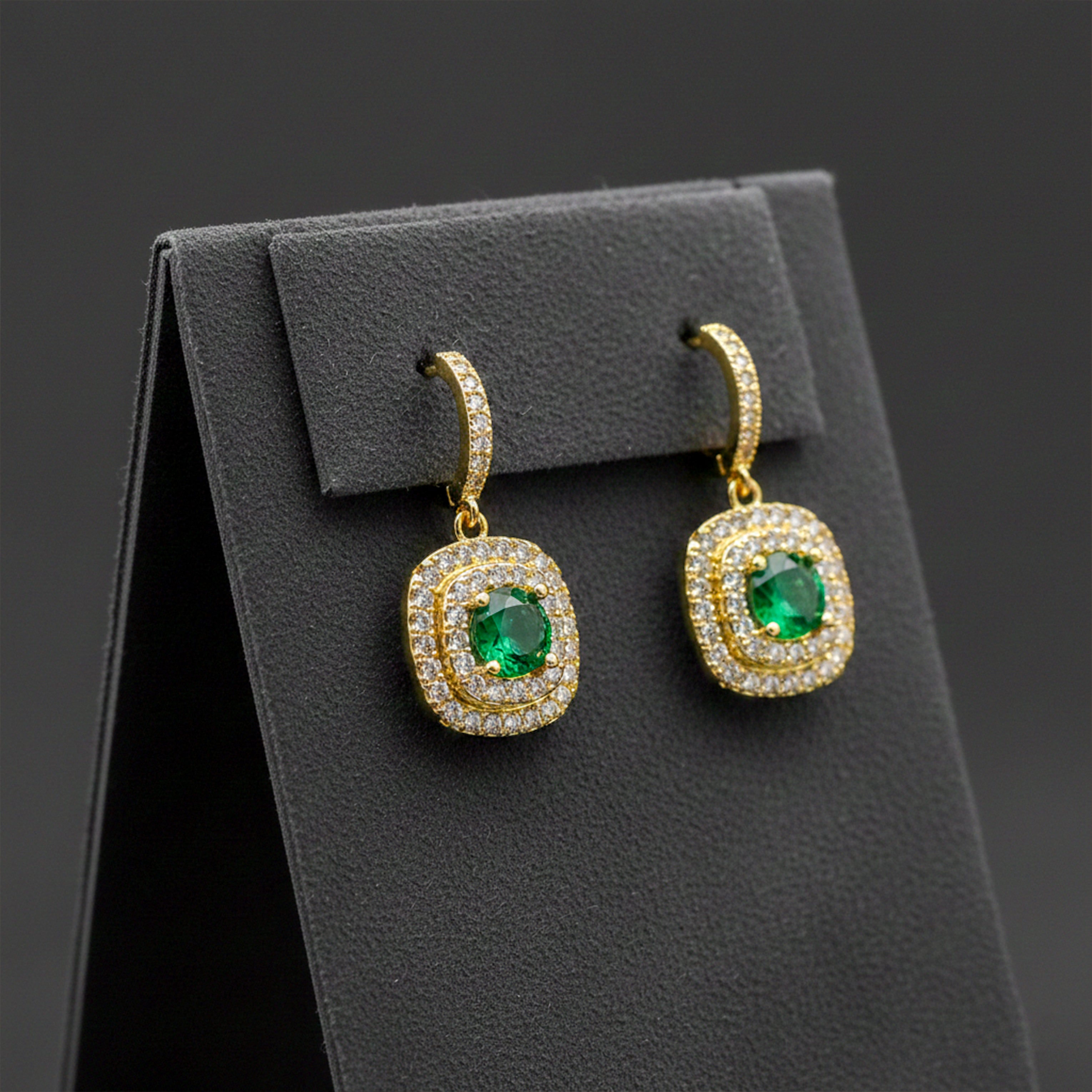 Emerald Halo Earrings GWE -134