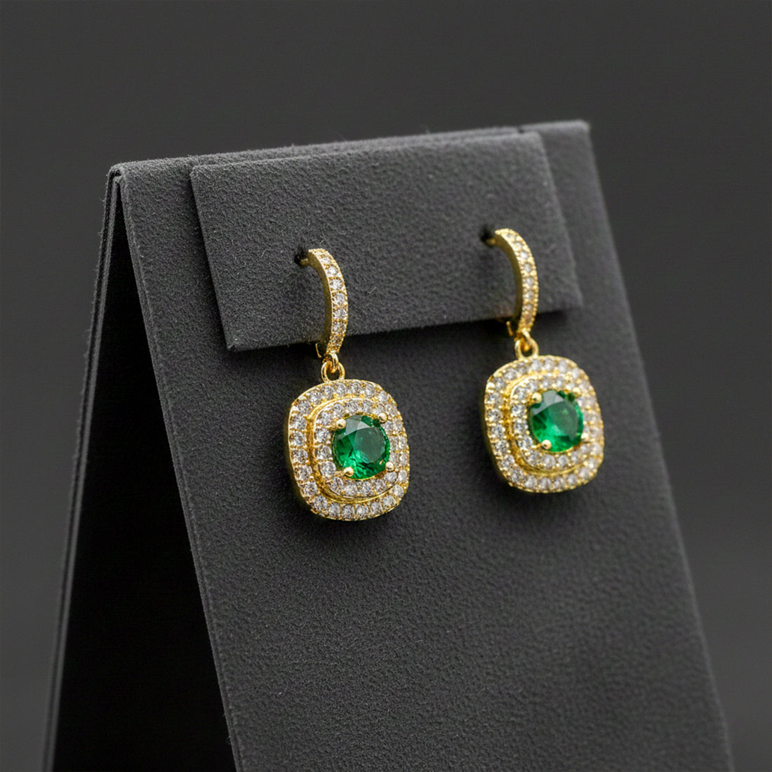 Emerald Halo Earrings GWE -134