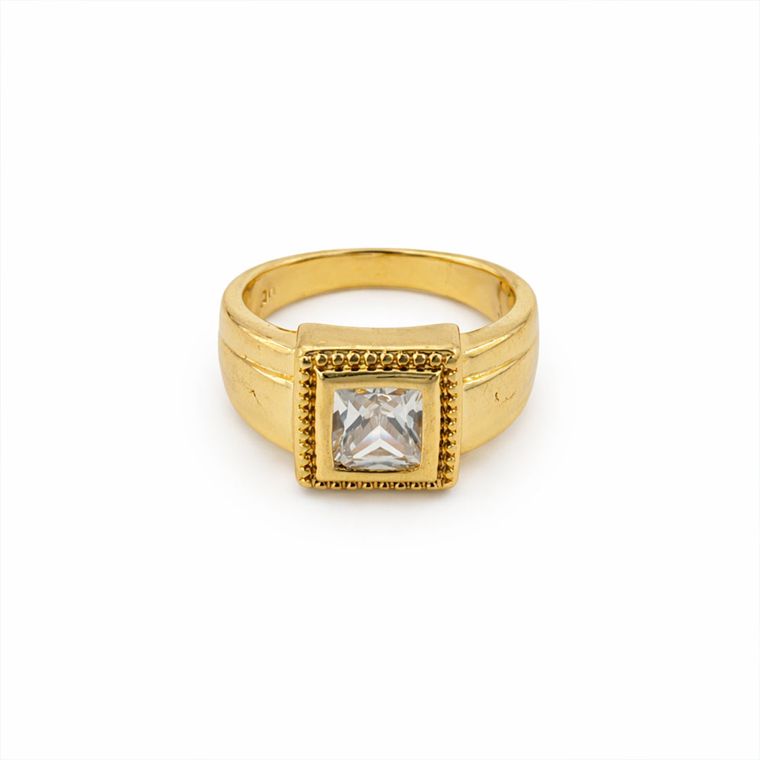 Imperial Square Solitaire Gold Ring GMR -24