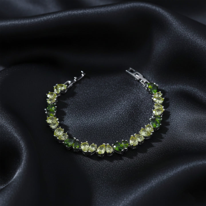 Green & Lime Pear-Cut Crystal Tennis Bracelet GWB -151